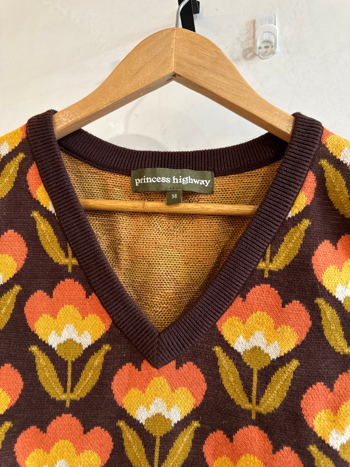 PRINCESS HIGHWAY Retro Tulip Print Vest Size 14