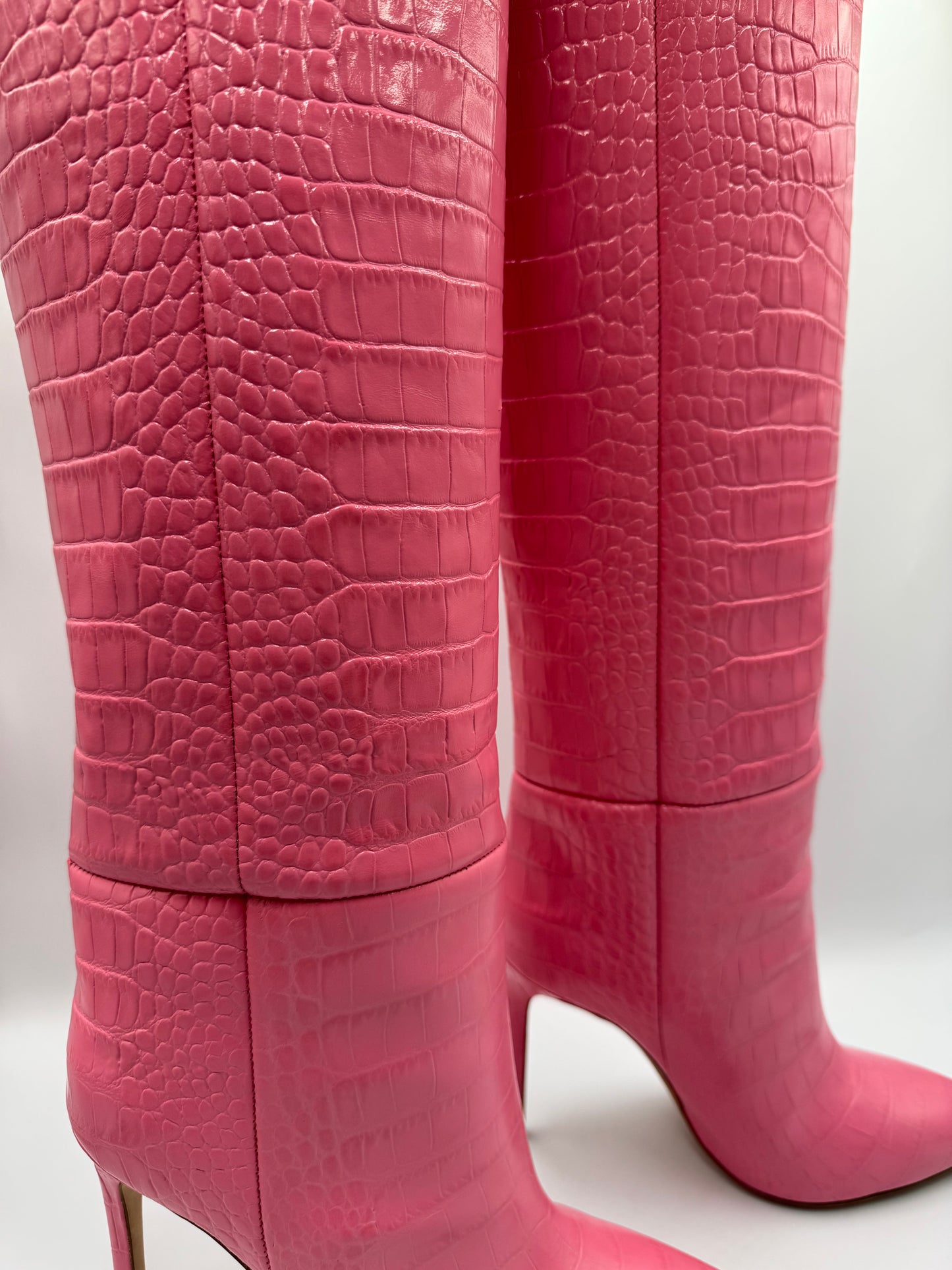 PARIS TEXAS Crocodile Embossed Leather Boots 38.5