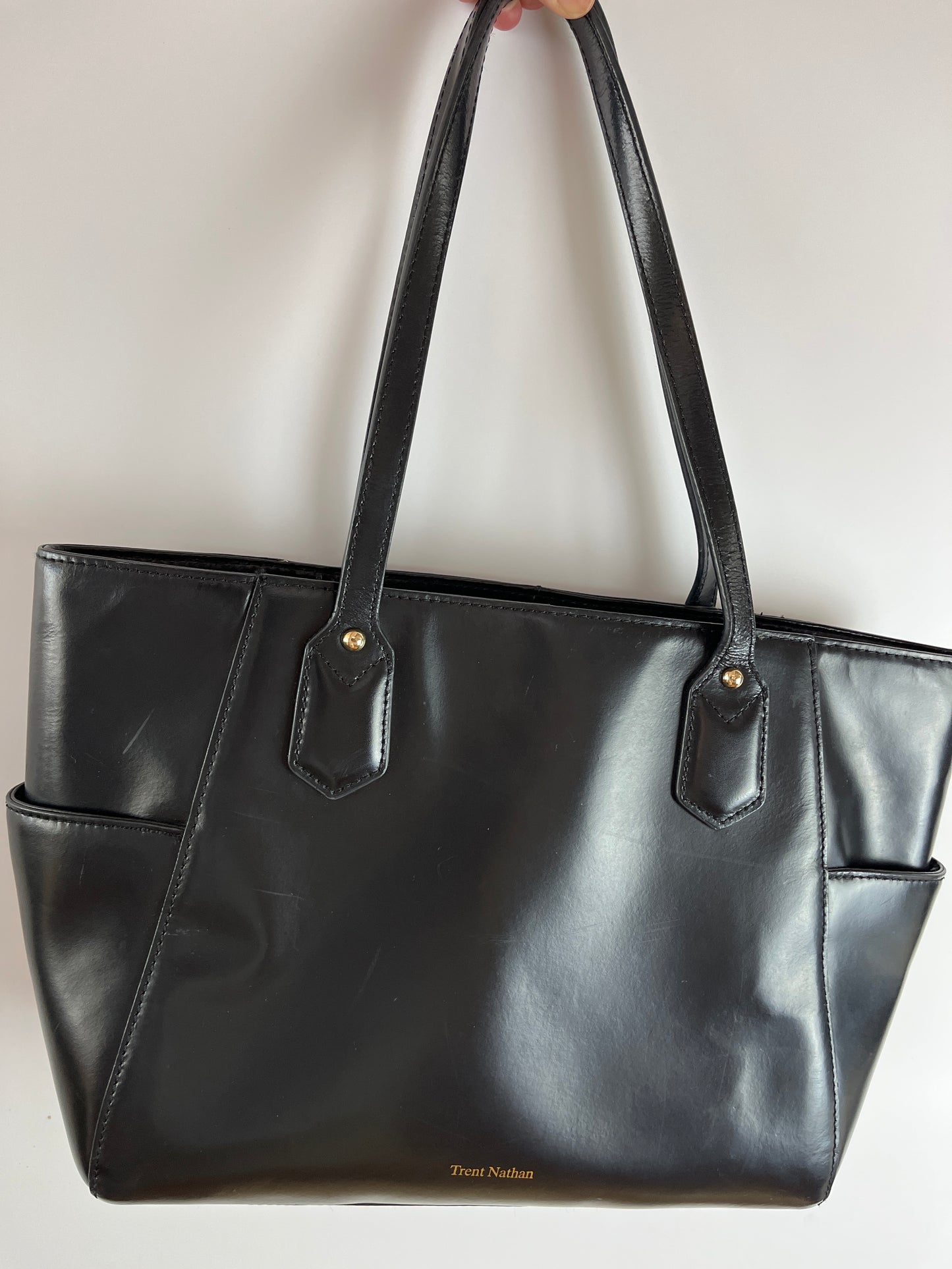 Vintage TRENT NATHAN Black Leather Tote