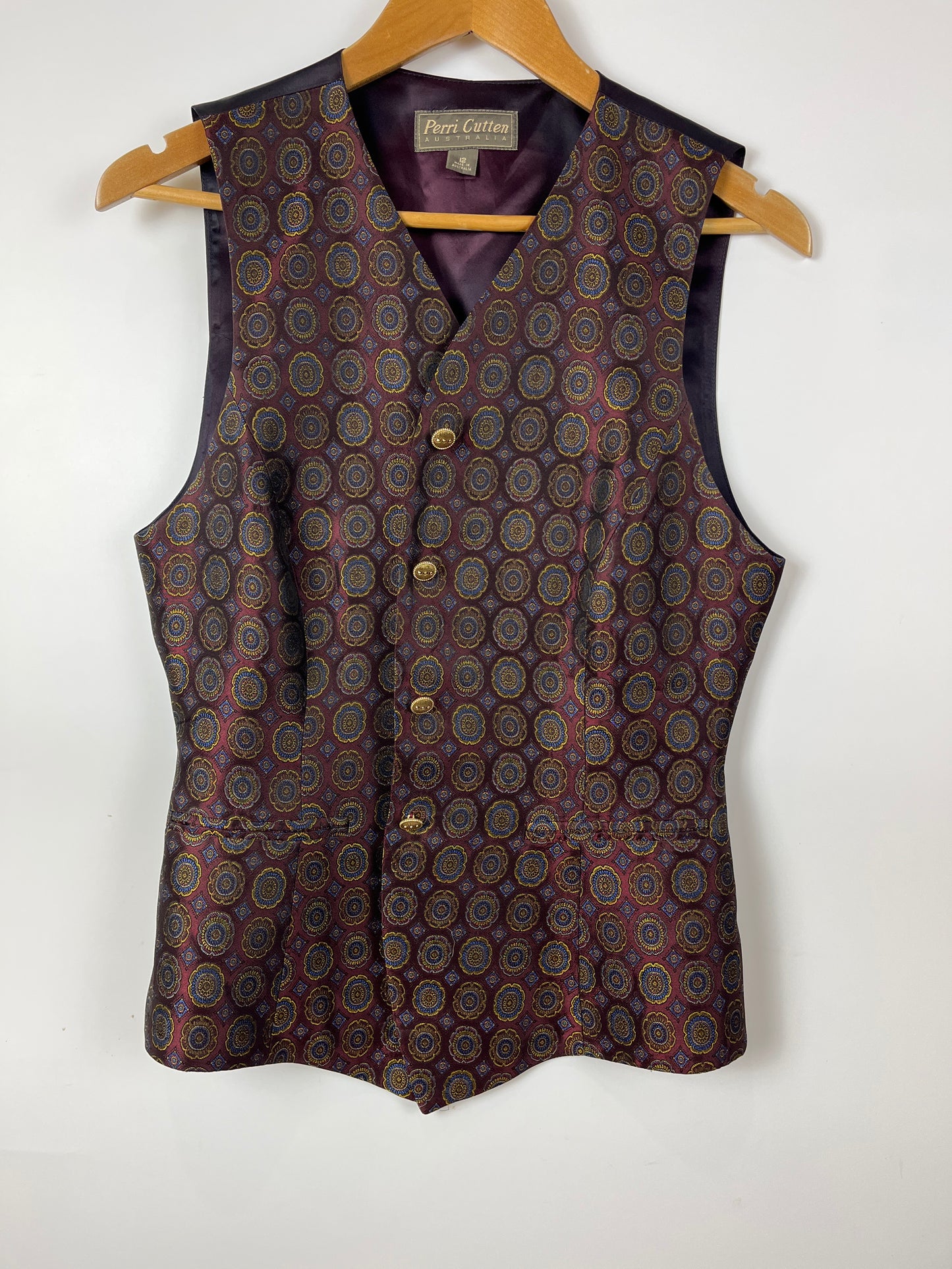 Vintage PERRI CUTTEN Brocade Vest Size 12