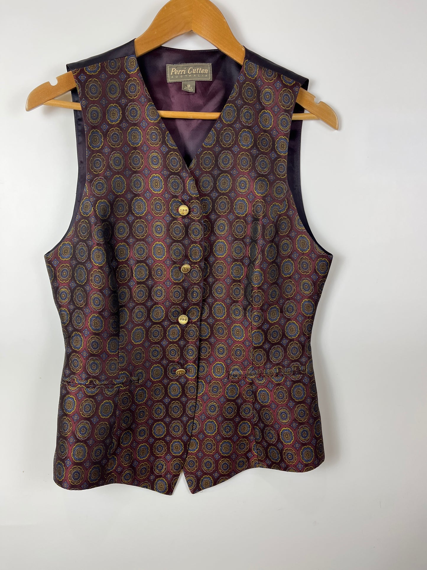 Vintage PERRI CUTTEN Brocade Vest Size 12