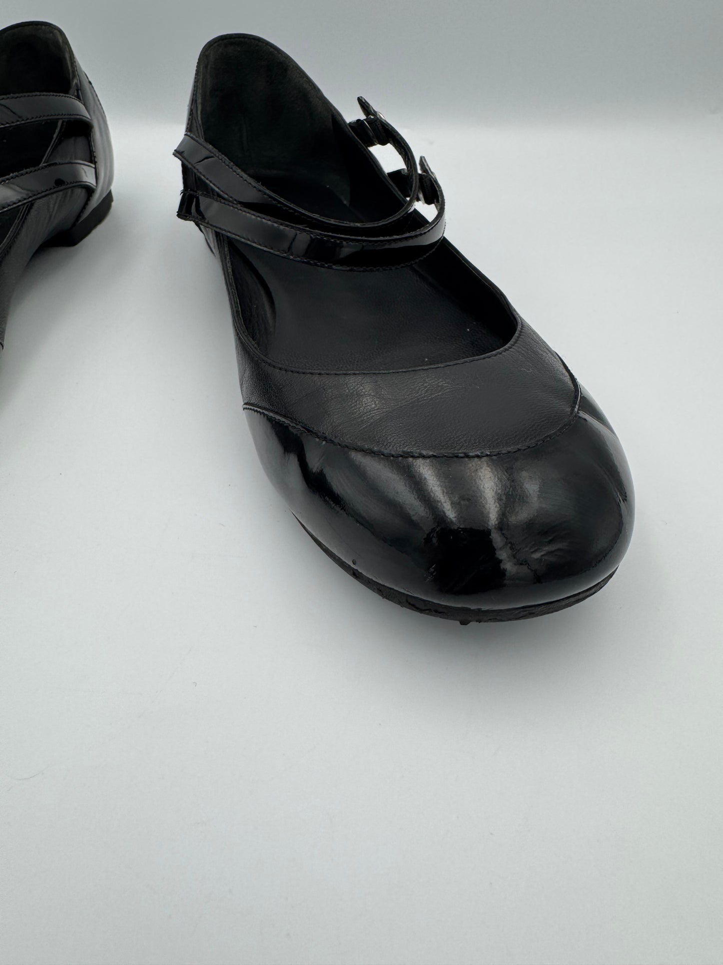 Chanel Mary Jane Black Leather Flats Size 38