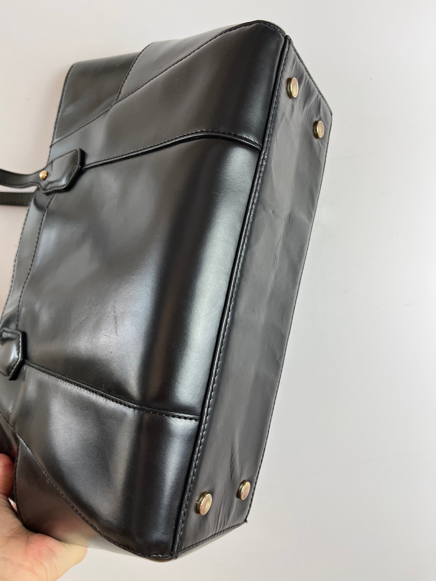 Vintage TRENT NATHAN Black Leather Tote