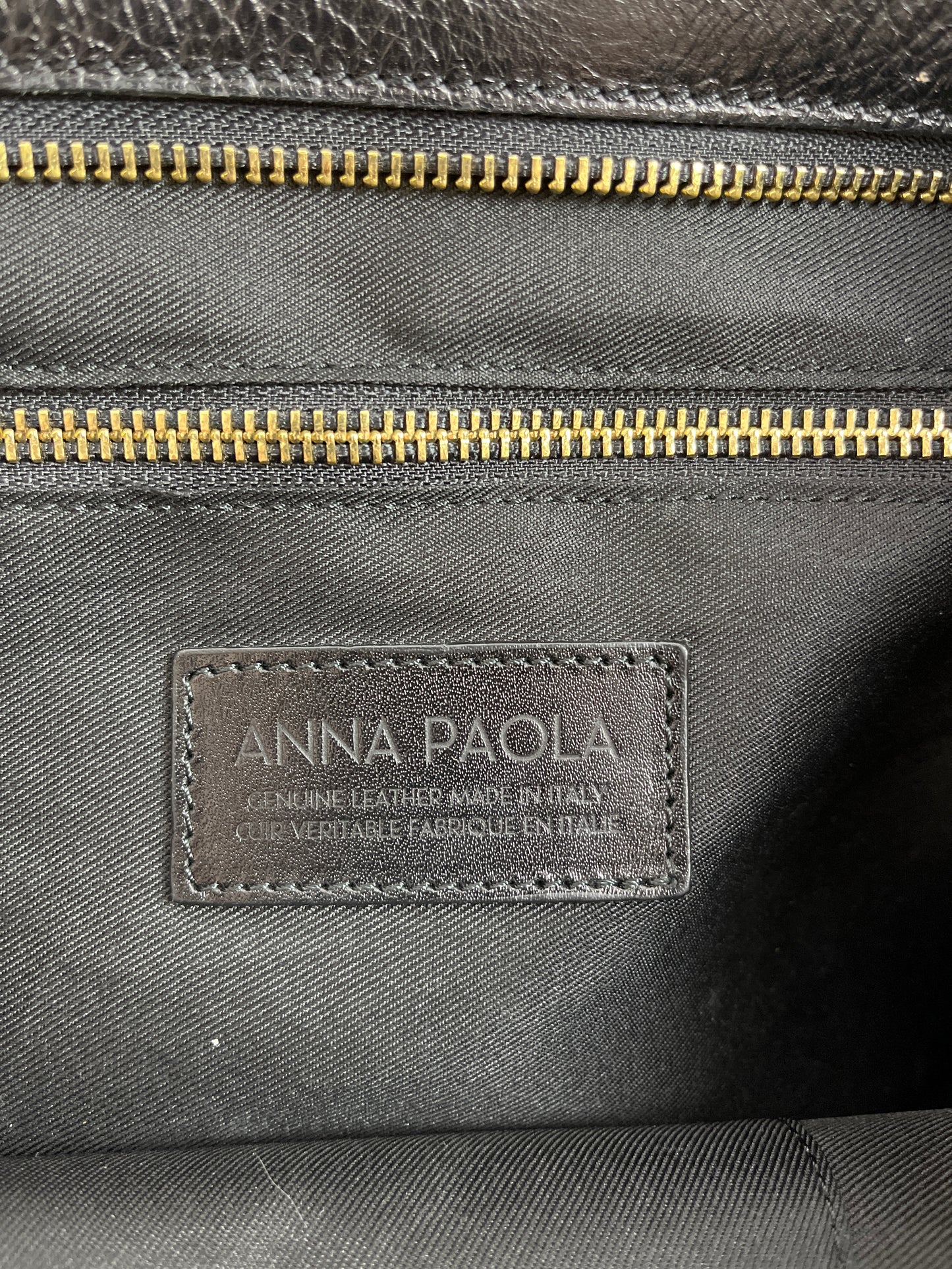 ANNA PAOLA Black Leather Tote