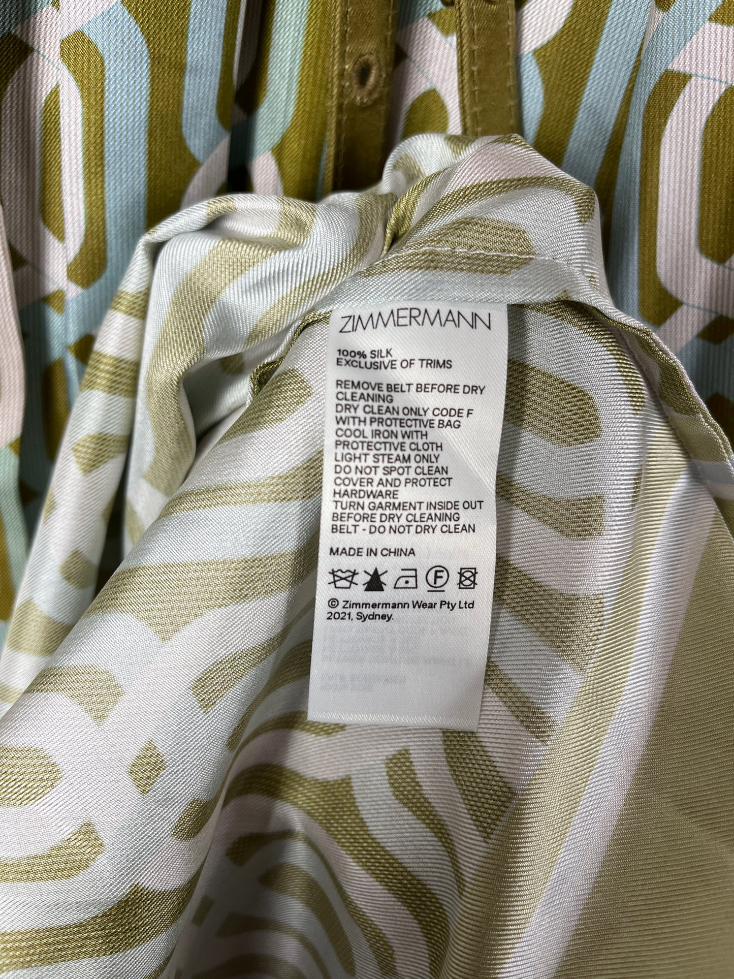 ZIMMERMANN Rhythm Mini Silk Shirt Dress Size 0 NWT (RRP $1,100)