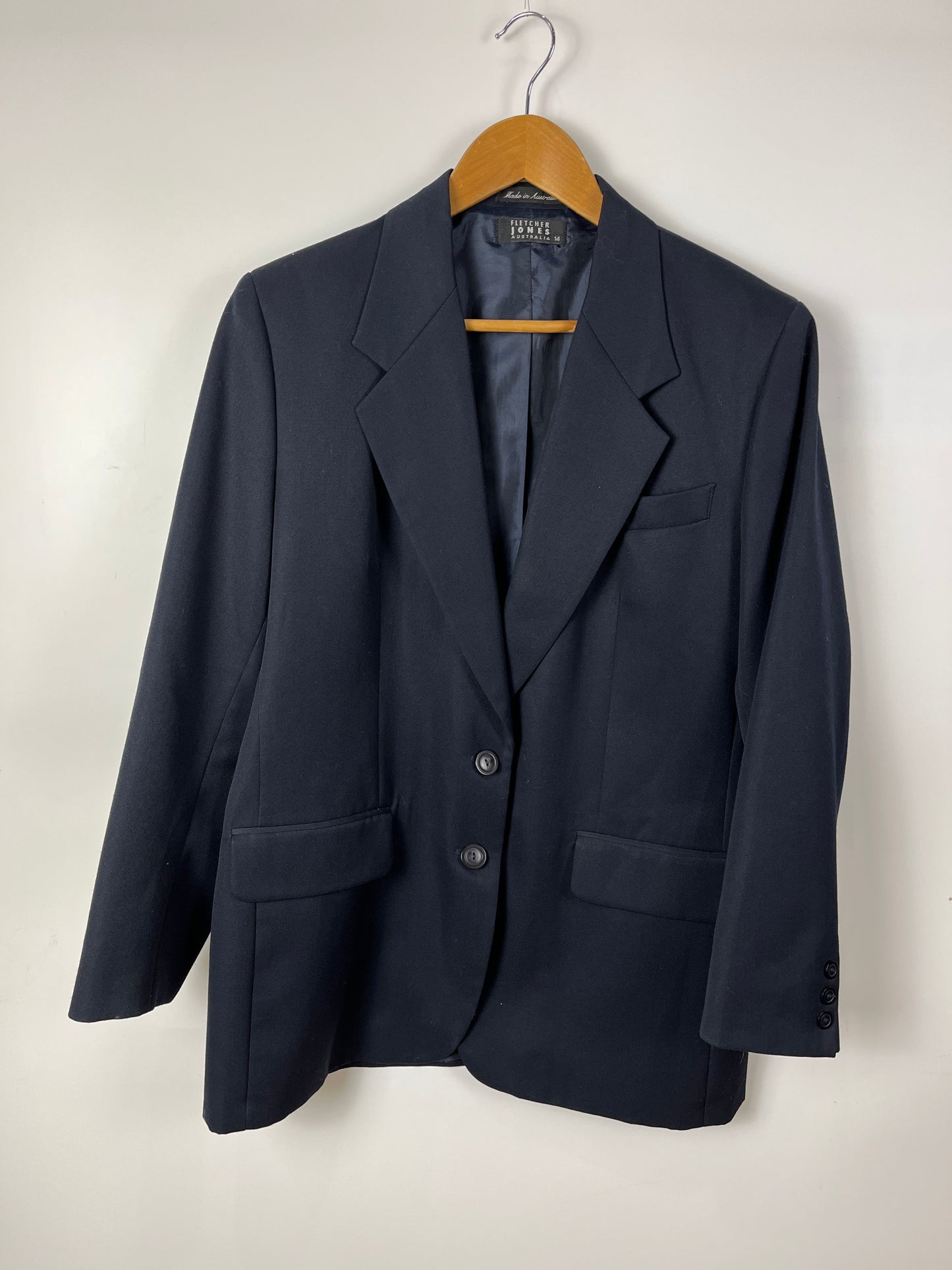 Vintage FLETCHER JONES Navy Wool Blend Blazer Size 14