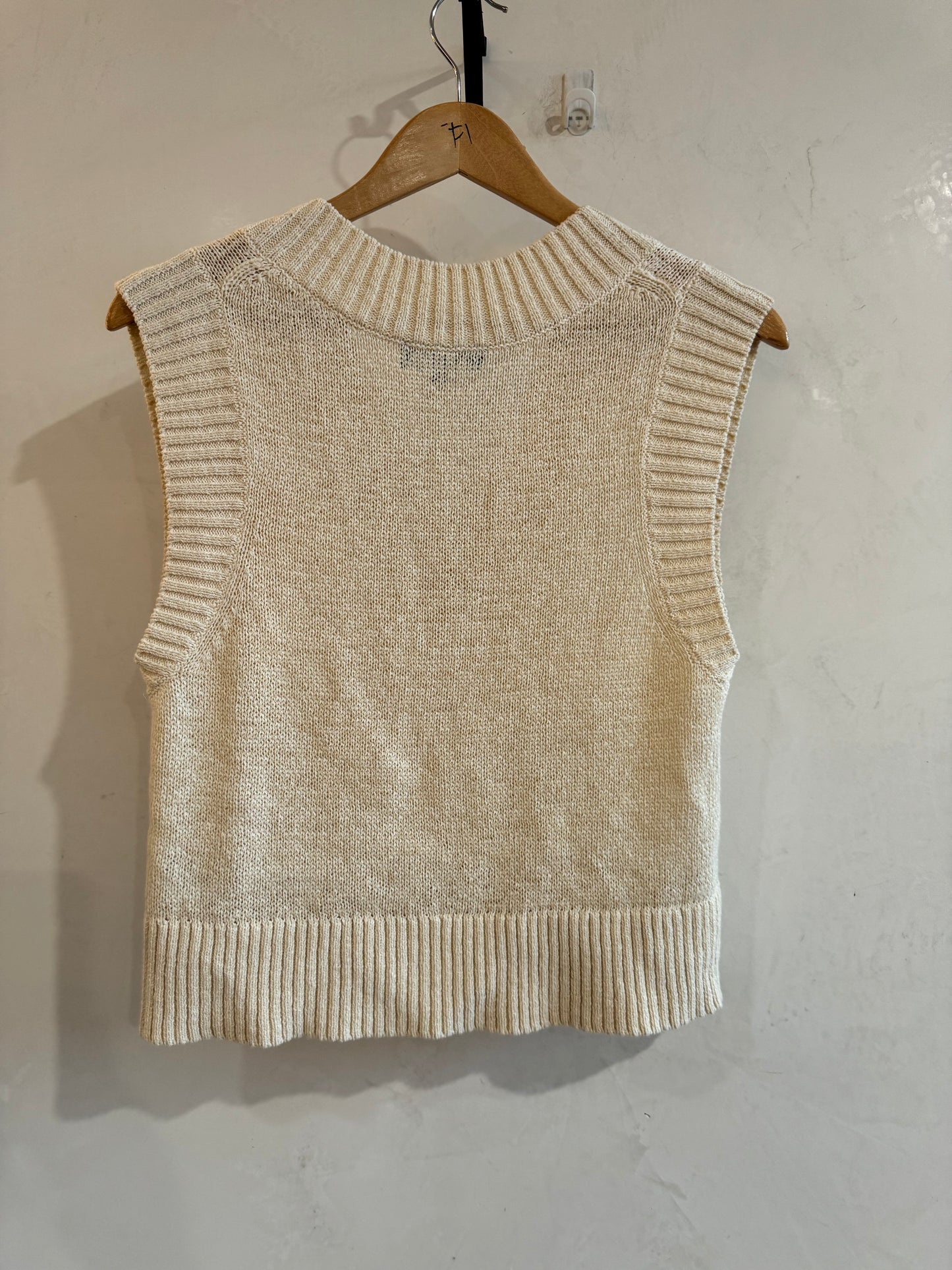 SABA Cream Linen Blend Vest Size XS