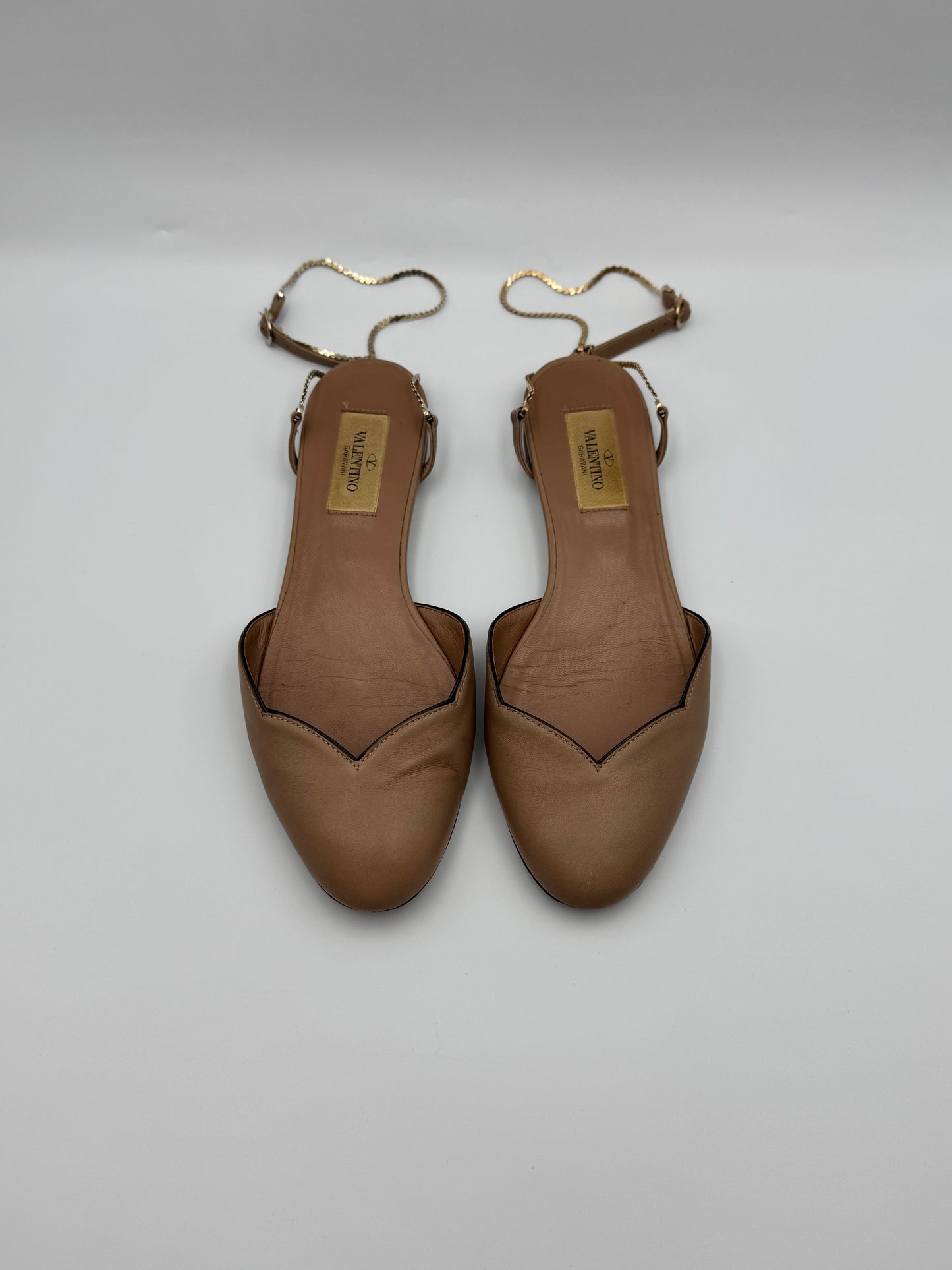 VALENTINO Beige Chained Flats Size 36