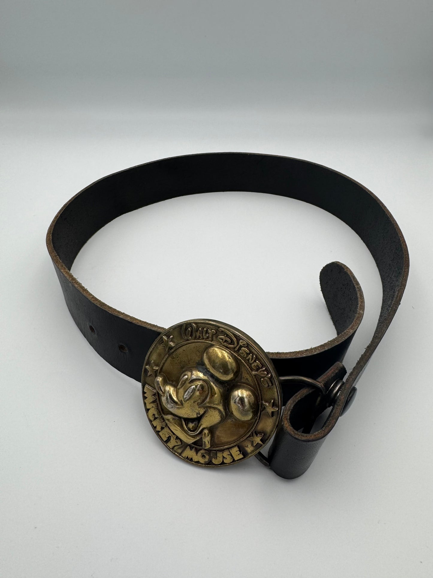 ACME brass buckle leather belt - size S/M