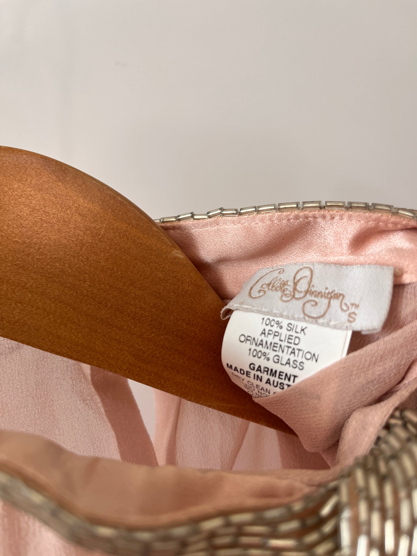 COLLETTE DINNIGAN Dusty Pink Sleeveless Sequin Silk Top Size S