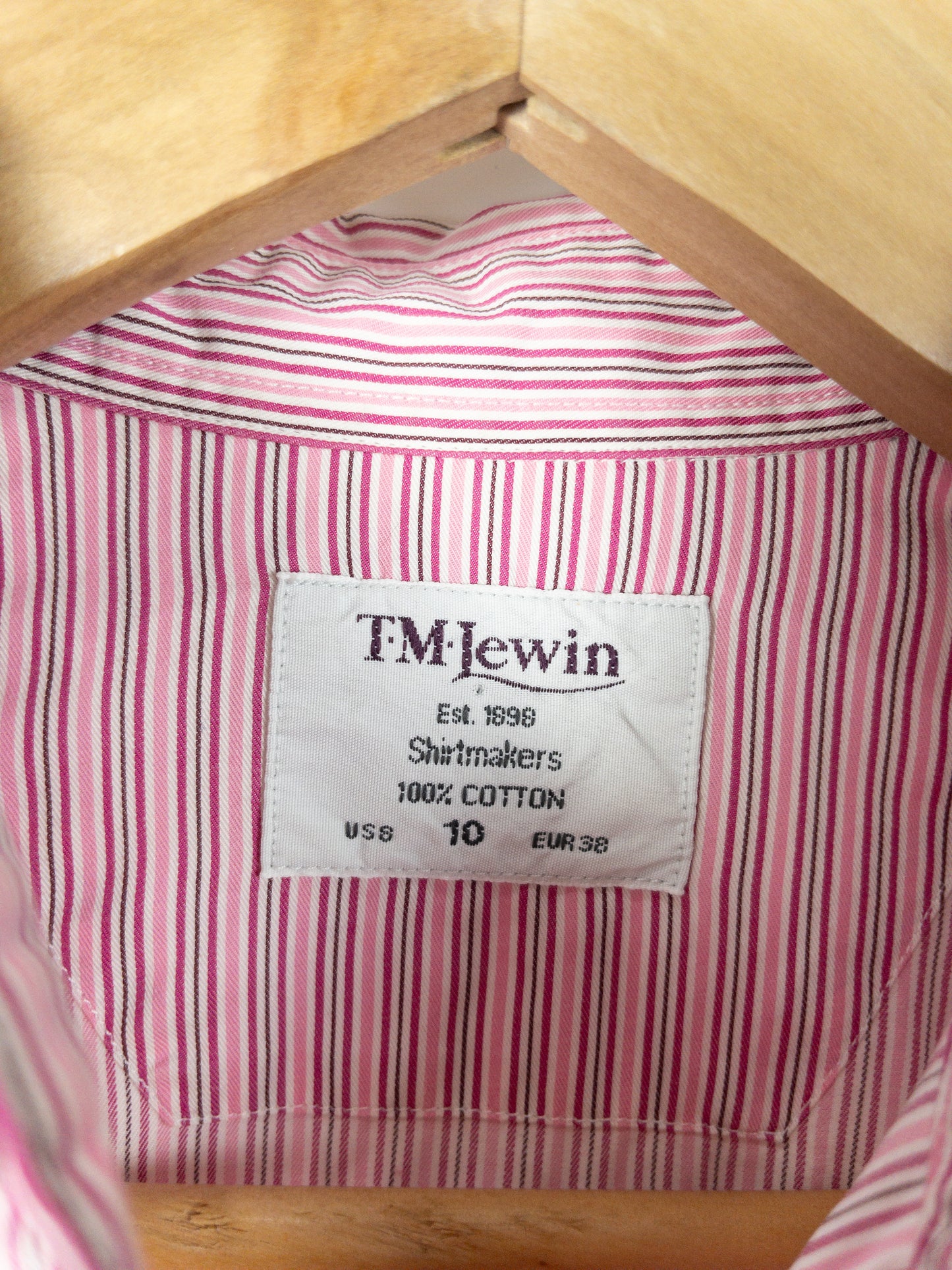 TM LEWIN Red Striped Shirt Size 10