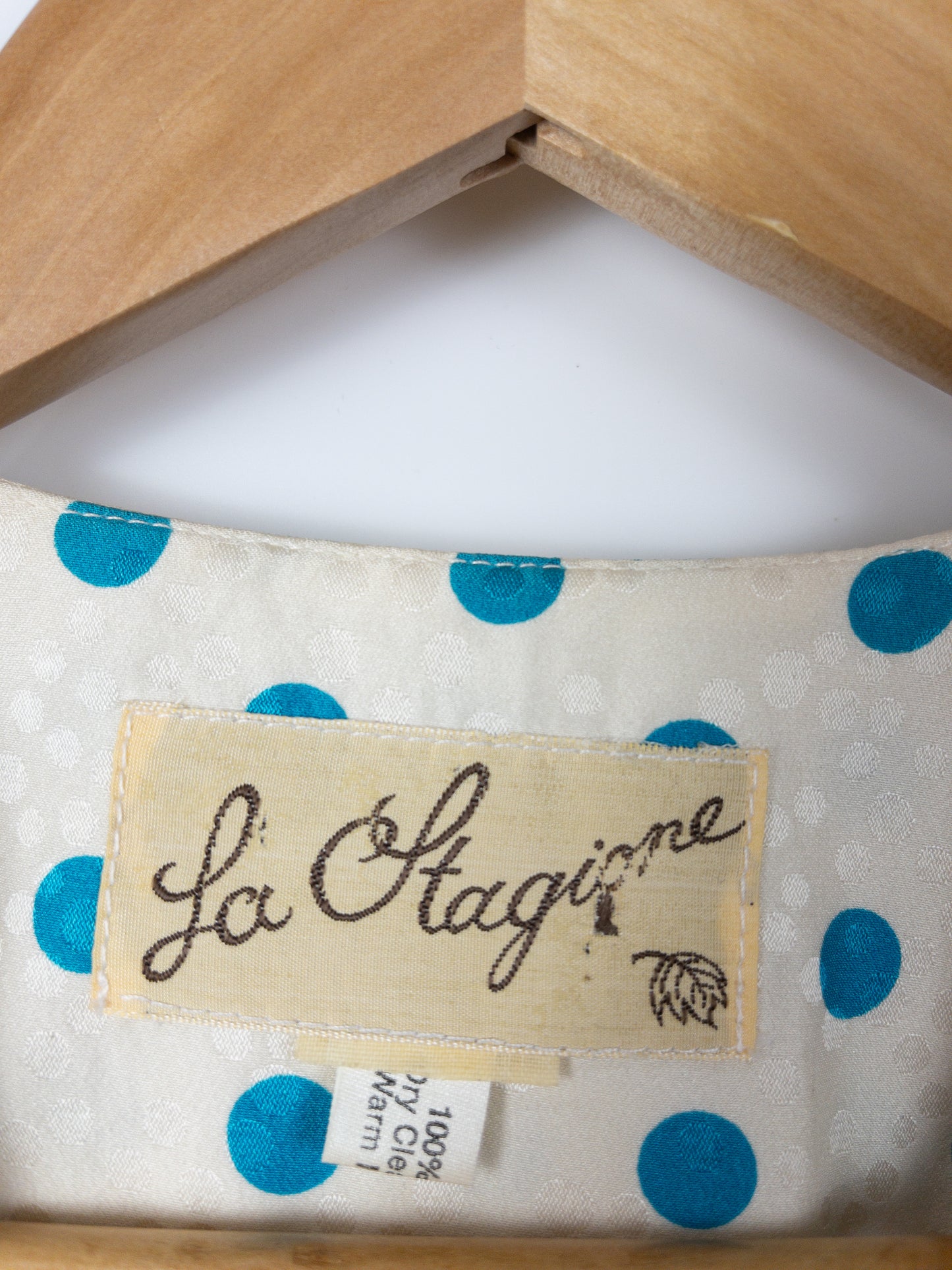 Vintage Blue Spots Print Silk Blazer Size S