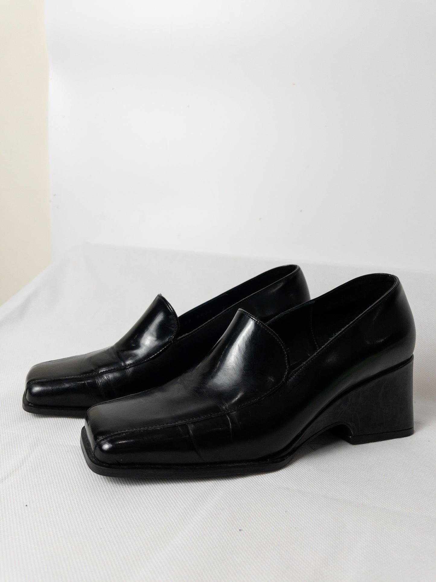 JANE DEBSTER Black Leather Block Mules Size 7.5