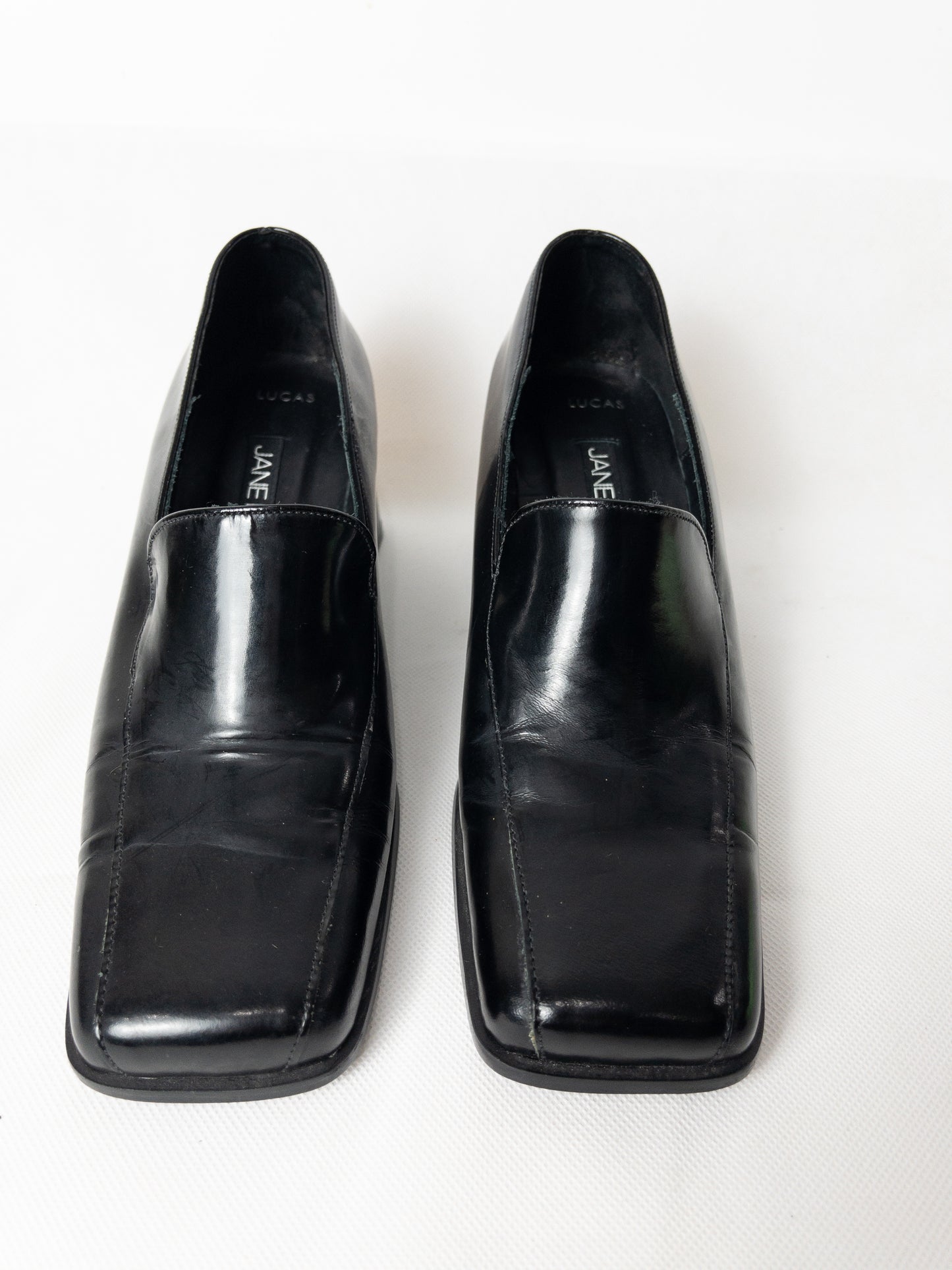 JANE DEBSTER Black Leather Block Mules Size 7.5