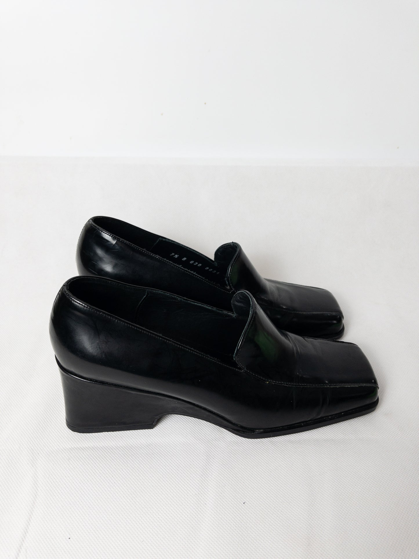 JANE DEBSTER Black Leather Block Mules Size 7.5