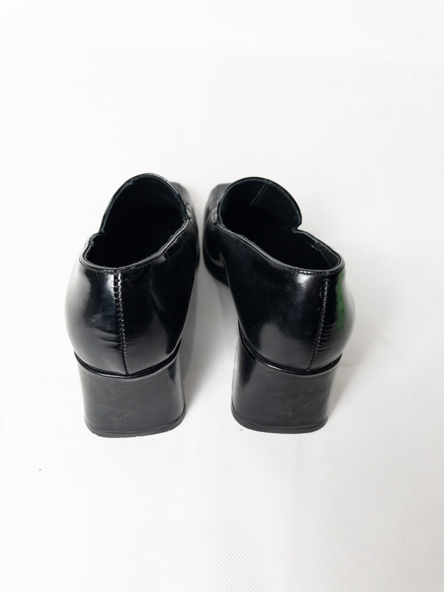 JANE DEBSTER Black Leather Block Mules Size 7.5