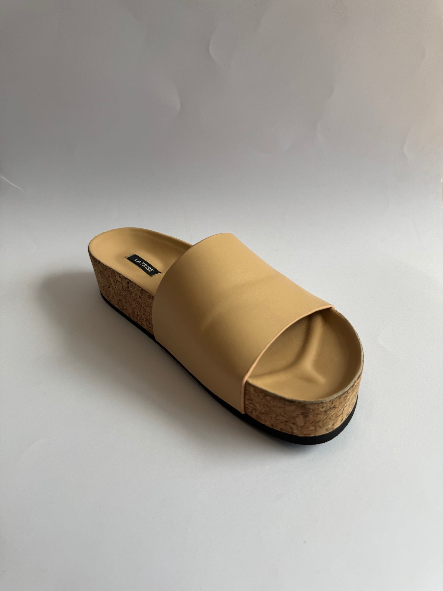 La Tribe Beige Platform Slide