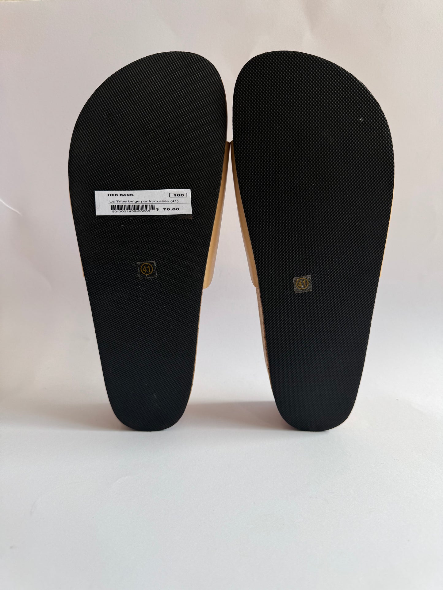 La Tribe Beige Platform Slide