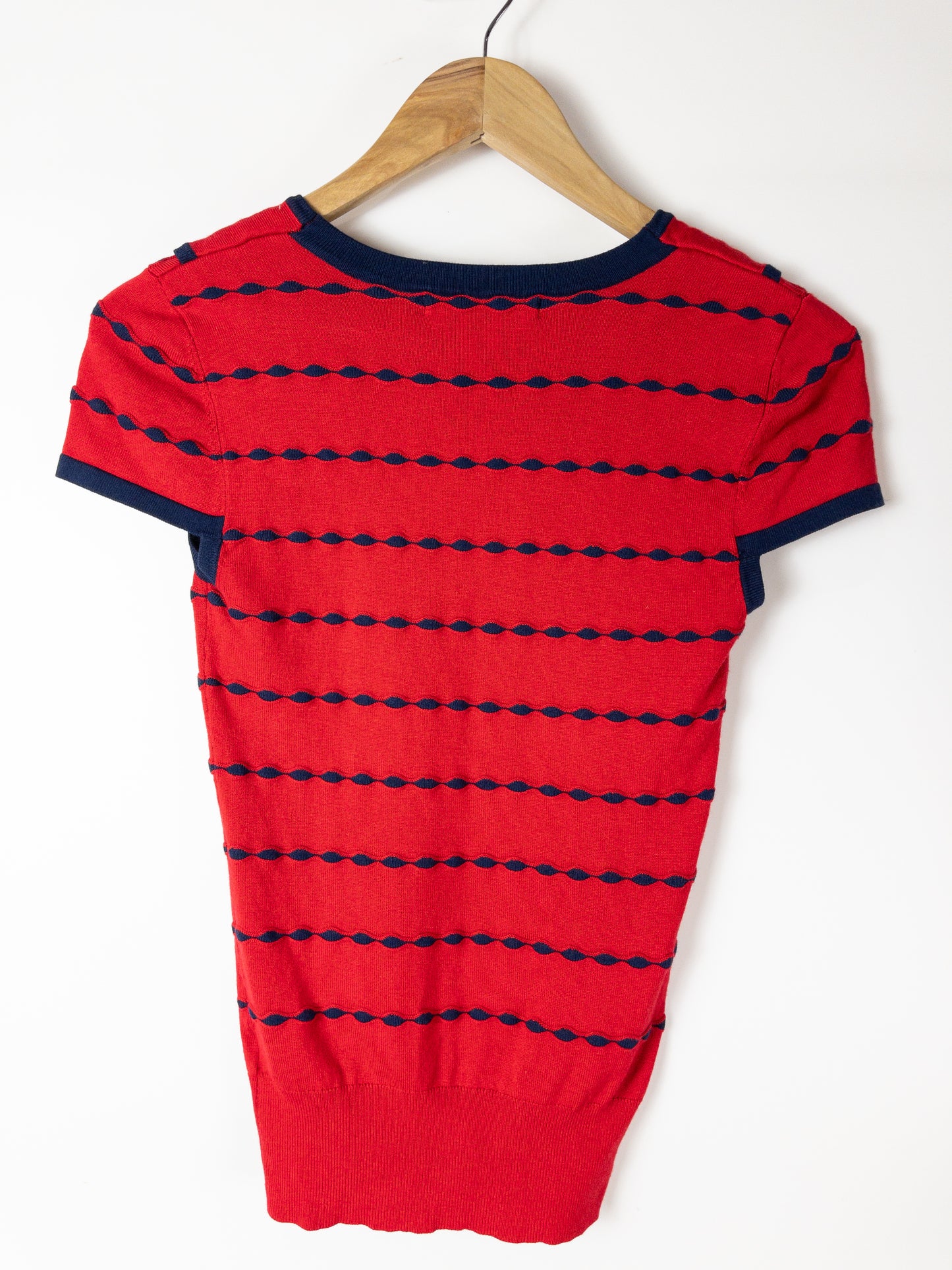 REVIEW Red Navy Knit Top XS