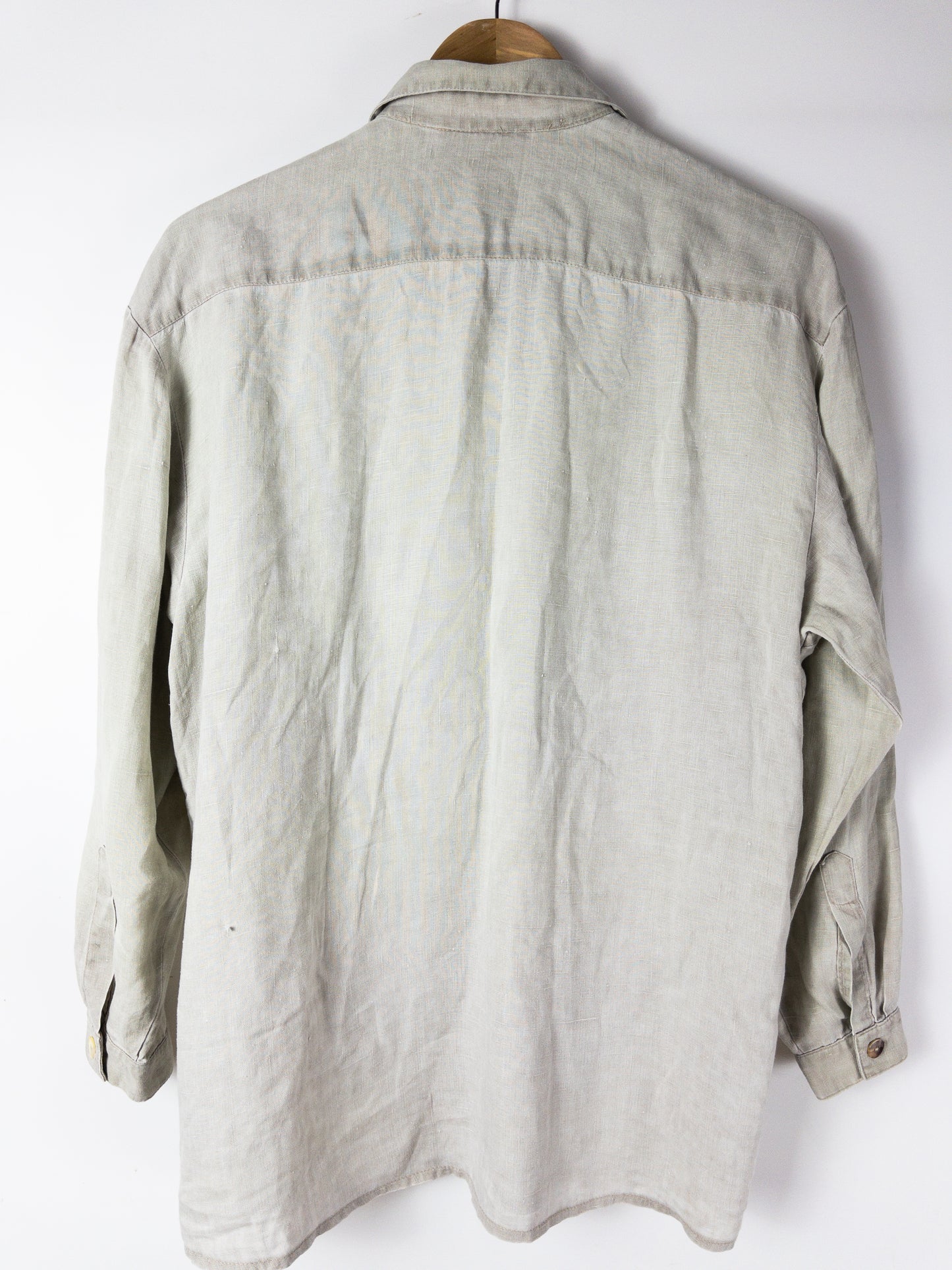 Vintage CUE Khaki Oversized Sage Linen Shirt Size 10