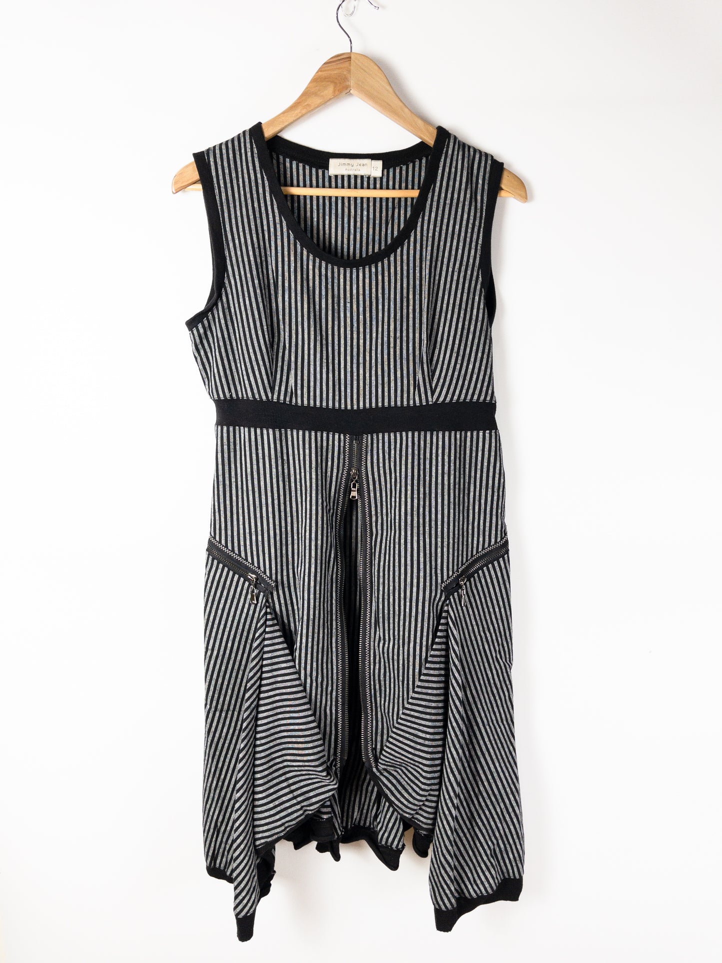 JIMMY JEAN Grey Striped Dress Sz 12