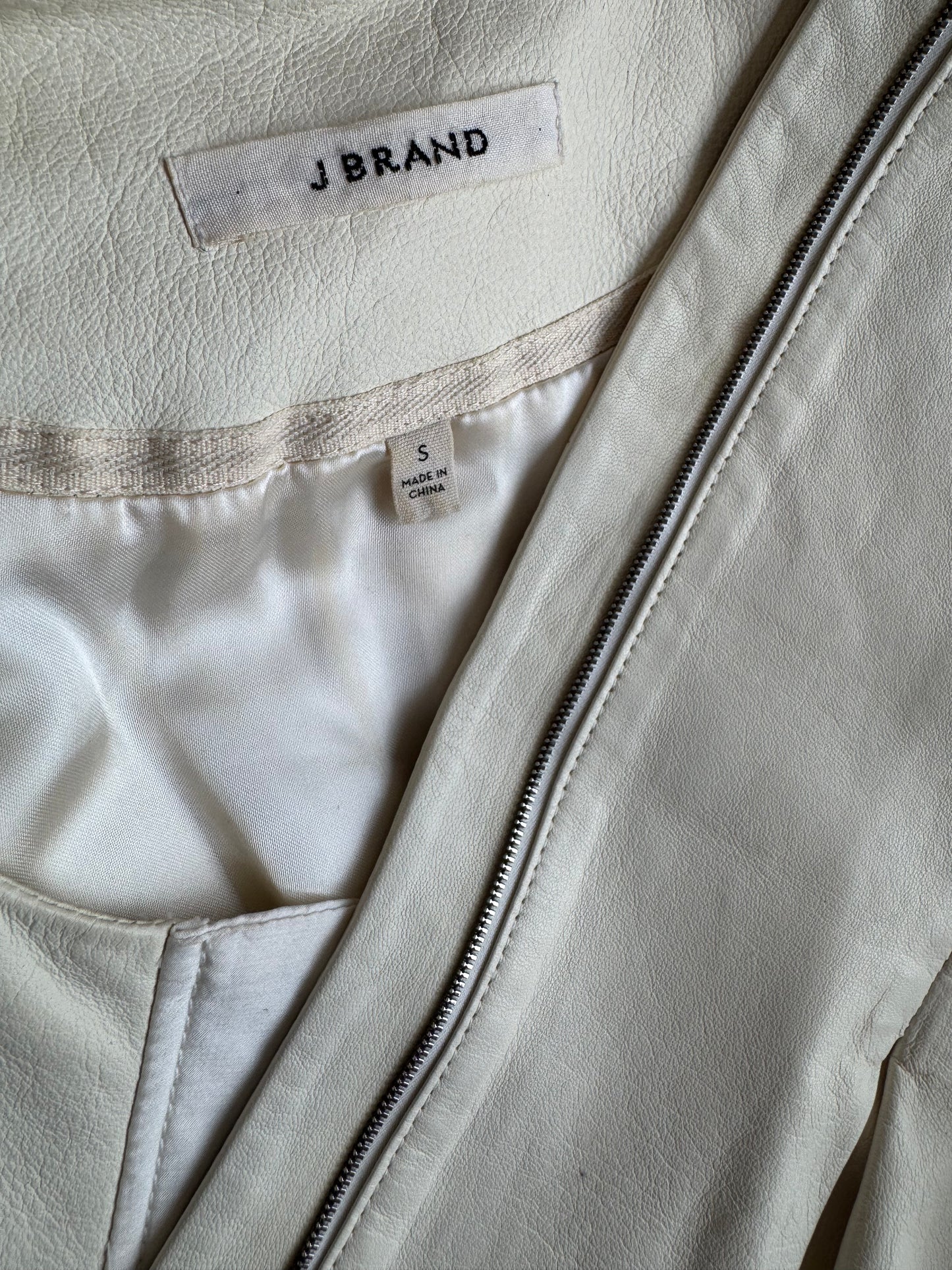 J Brand Cream Leather Top