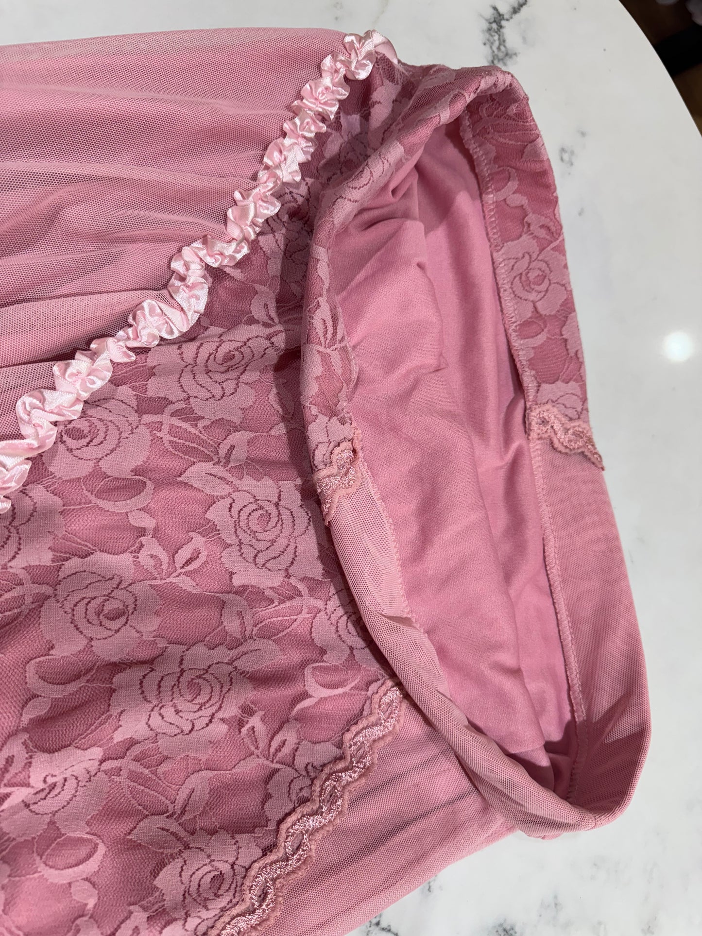 Vintage Pink Lace Midi Skirt