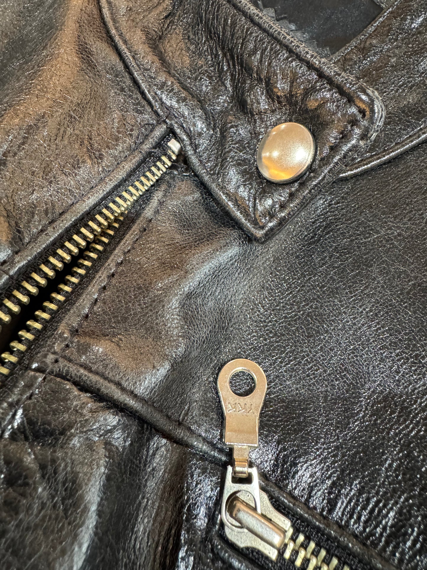 Vintage Black Boxy Leather Jacket