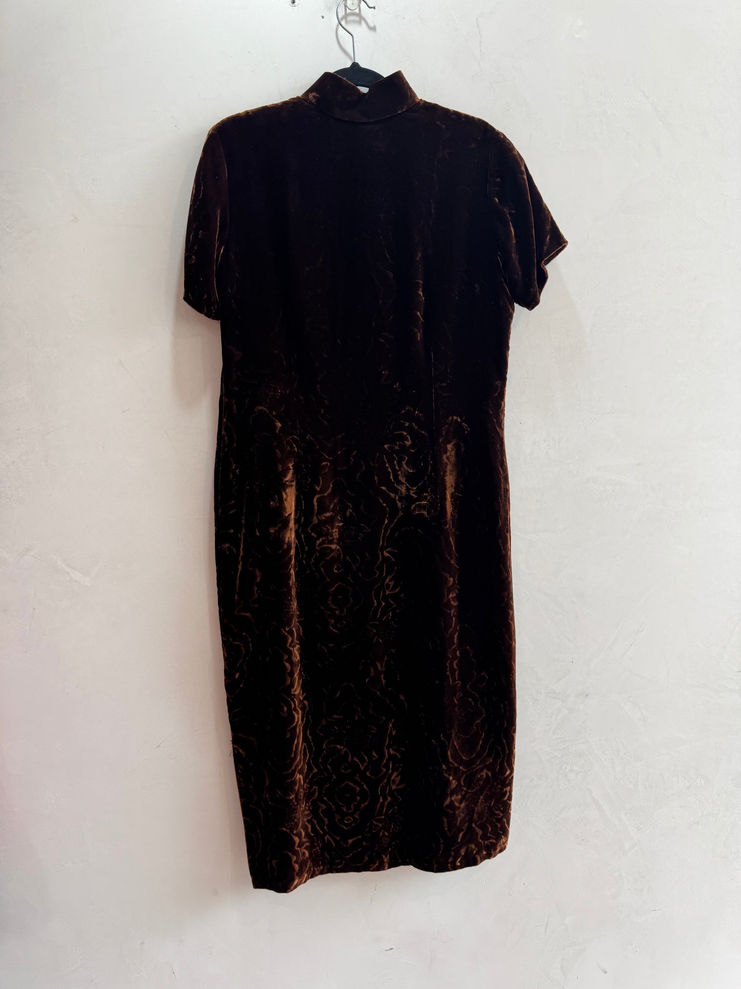 Vintage Brown velvet Mandarin Dress size L