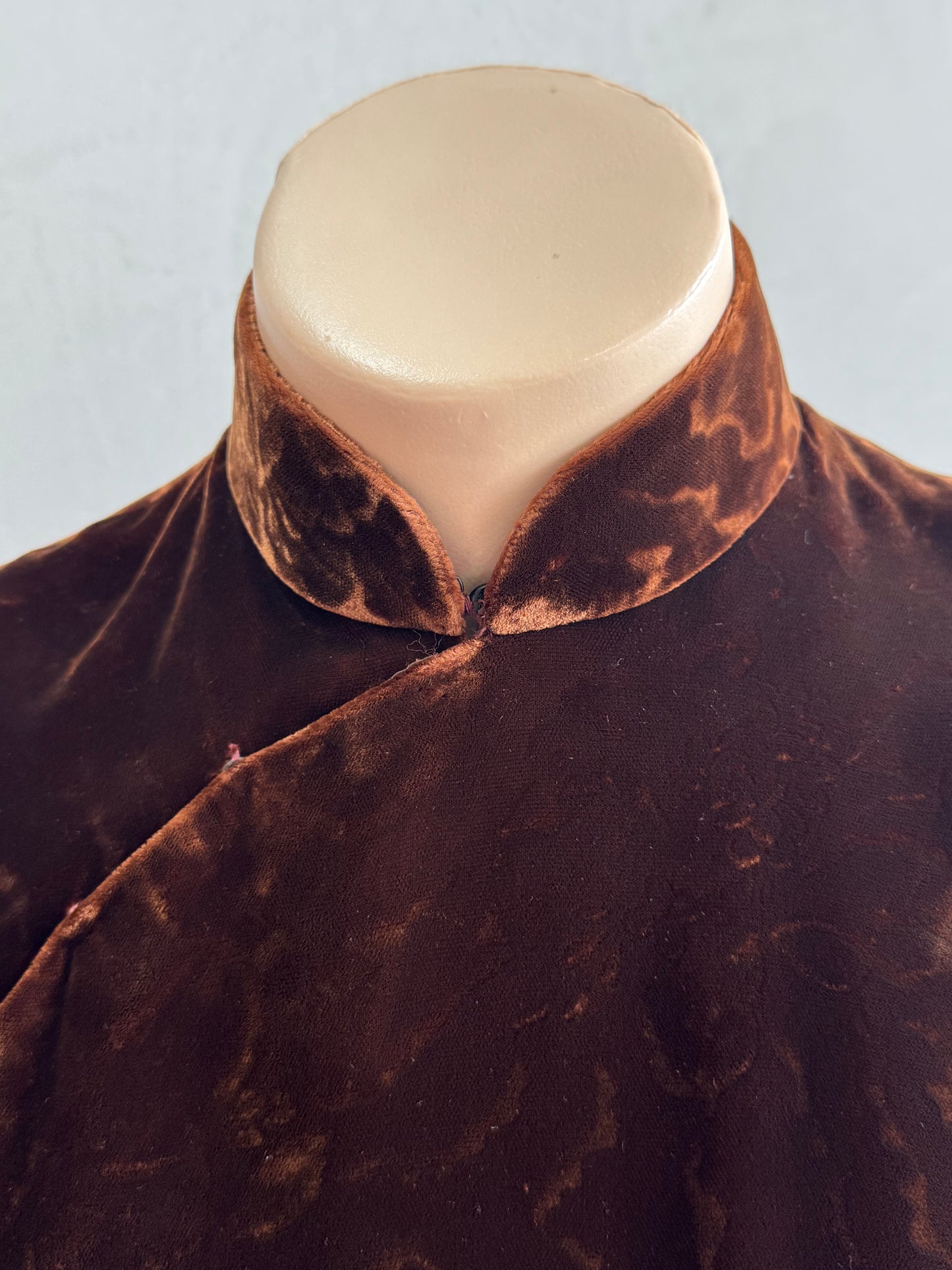 Vintage Brown velvet Mandarin Dress size L