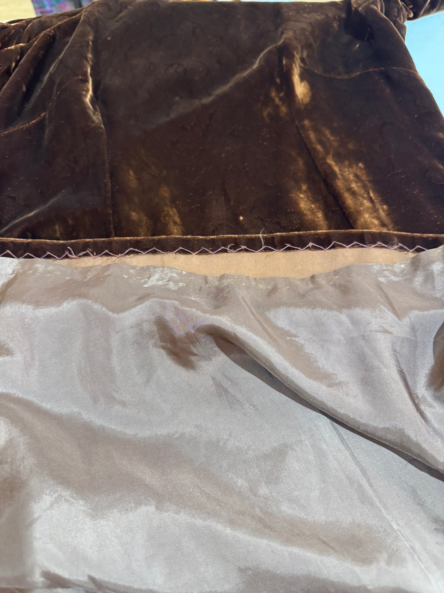 Vintage Brown velvet Mandarin Dress size L