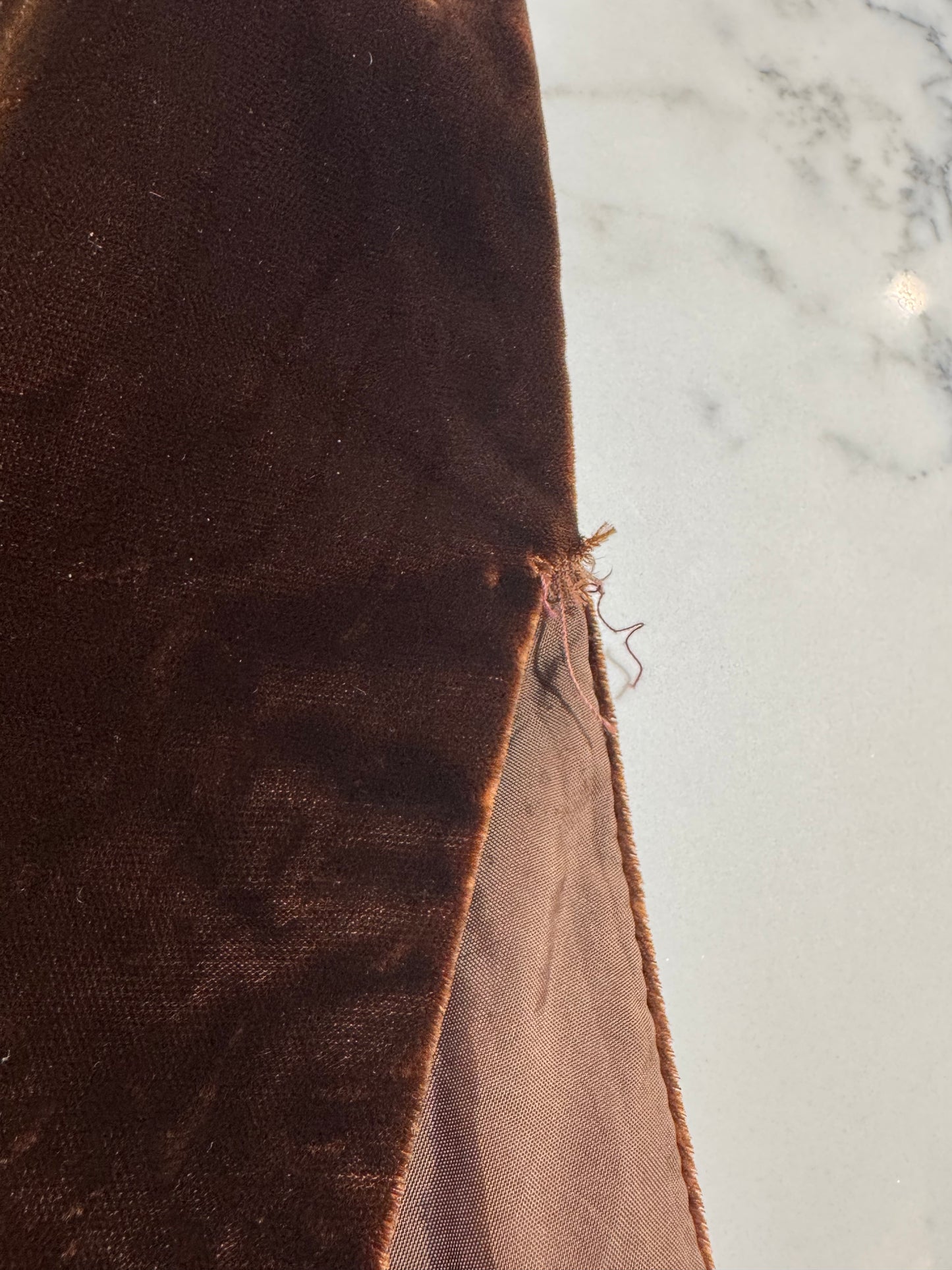 Vintage Brown velvet Mandarin Dress size L