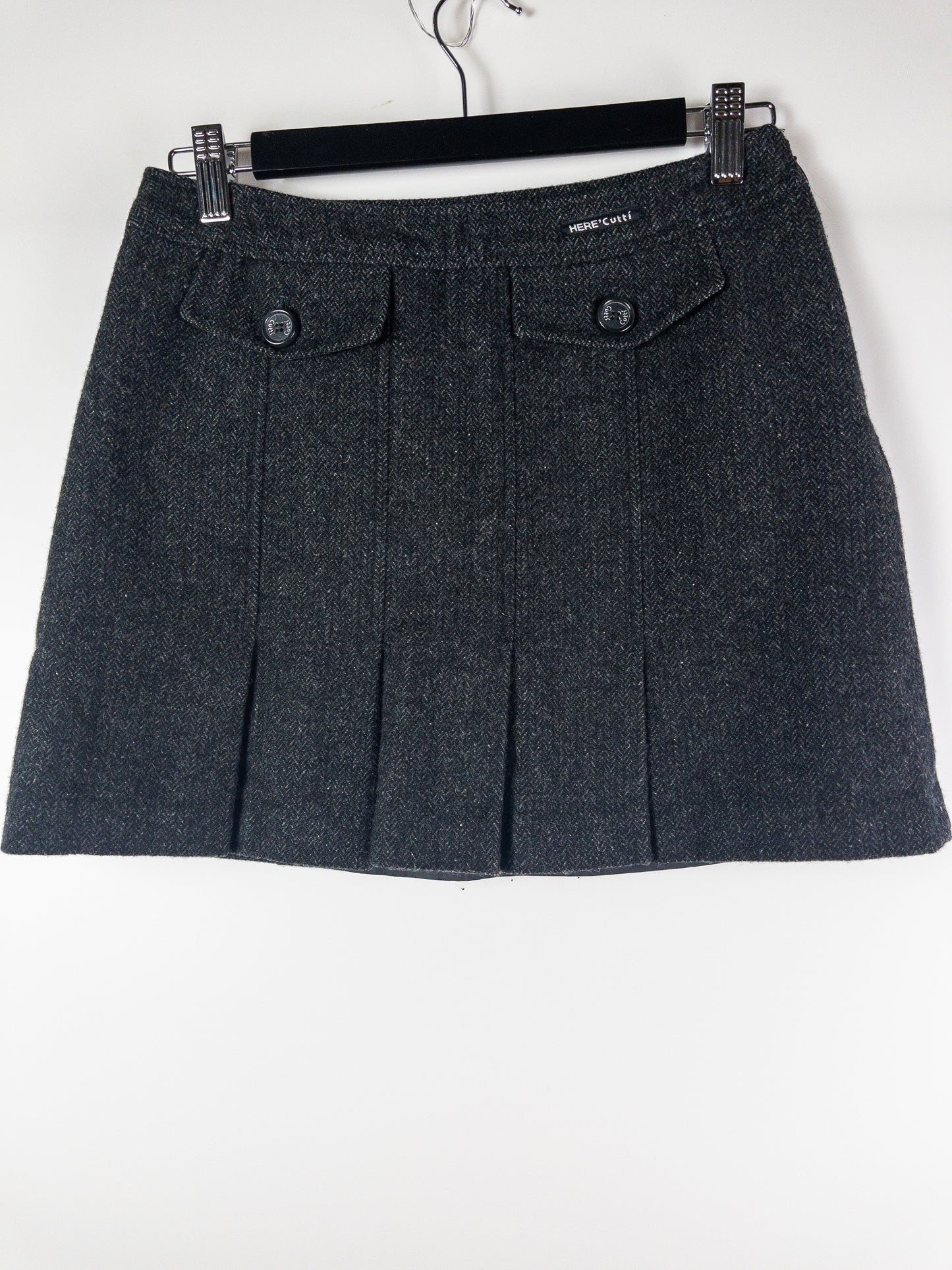 Vintage Grey Mini Wool Skirt XS