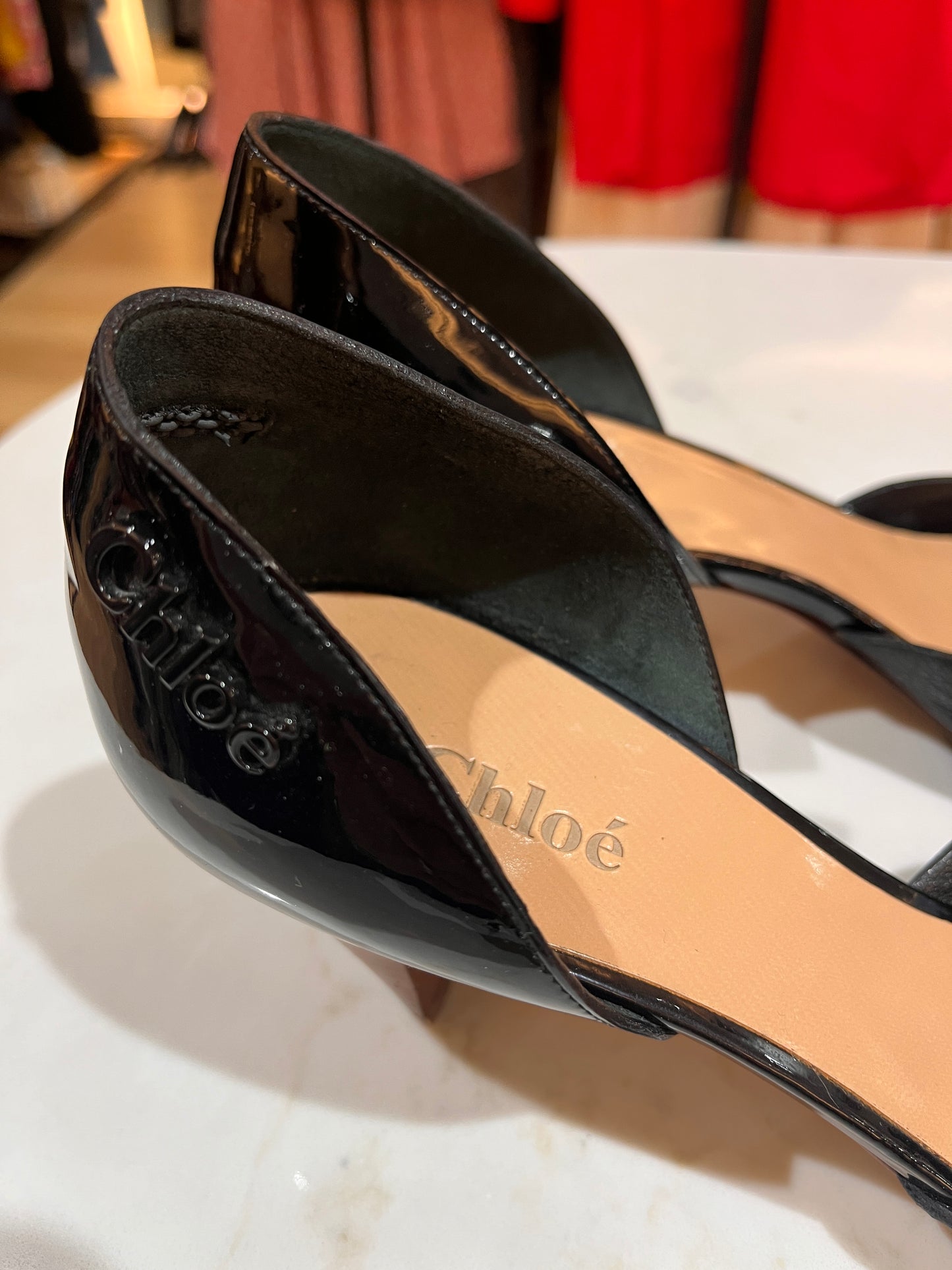 CHLOE Vintage Peep Toe Kitten Heels Pumps Size 38