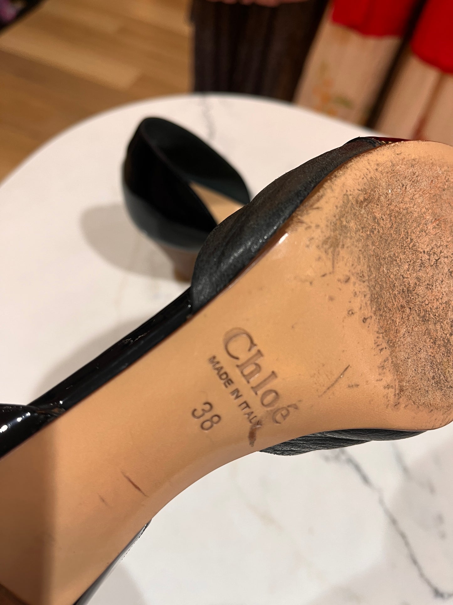 CHLOE Vintage Peep Toe Kitten Heels Pumps Size 38