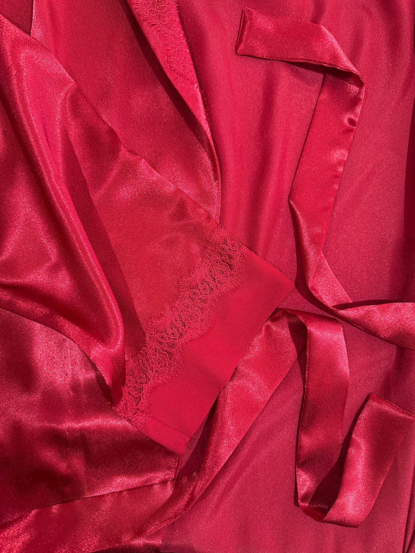 Oscar Dela Renta Red Satin Dressing Gown Size XL