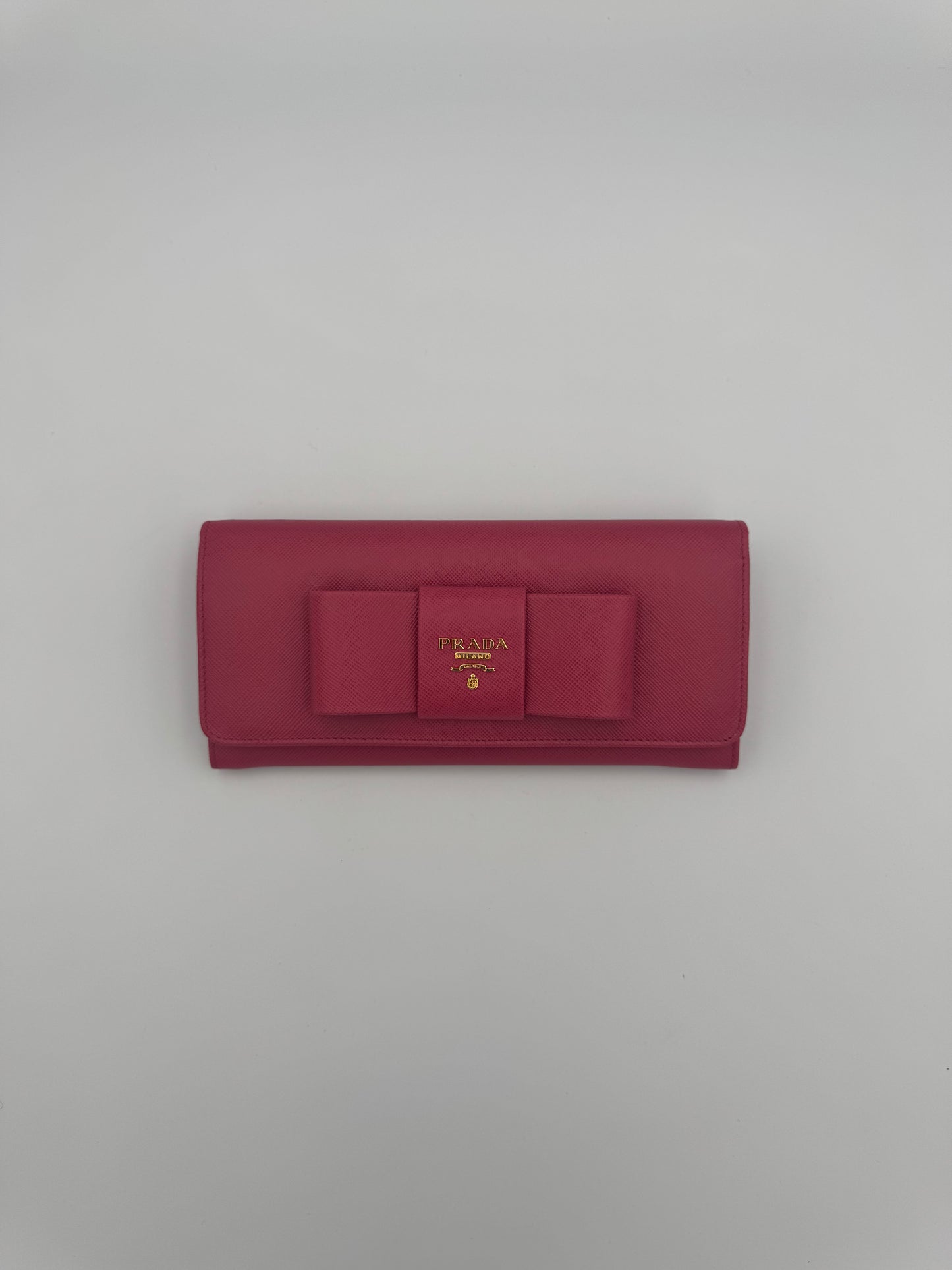 Prada Pink Saffiano Bow Wallet