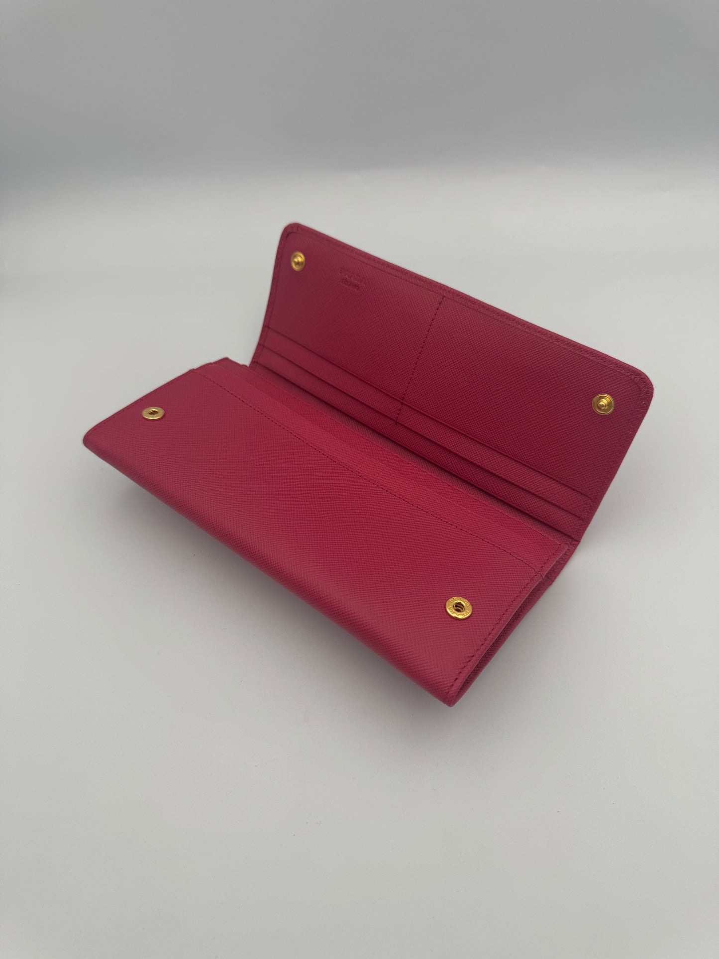 Prada Pink Saffiano Bow Wallet