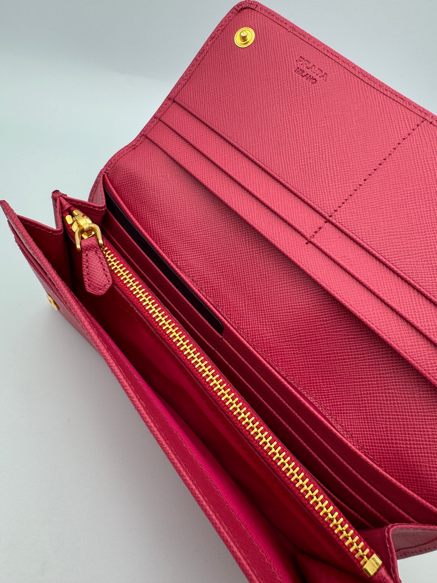 Prada Pink Saffiano Bow Wallet