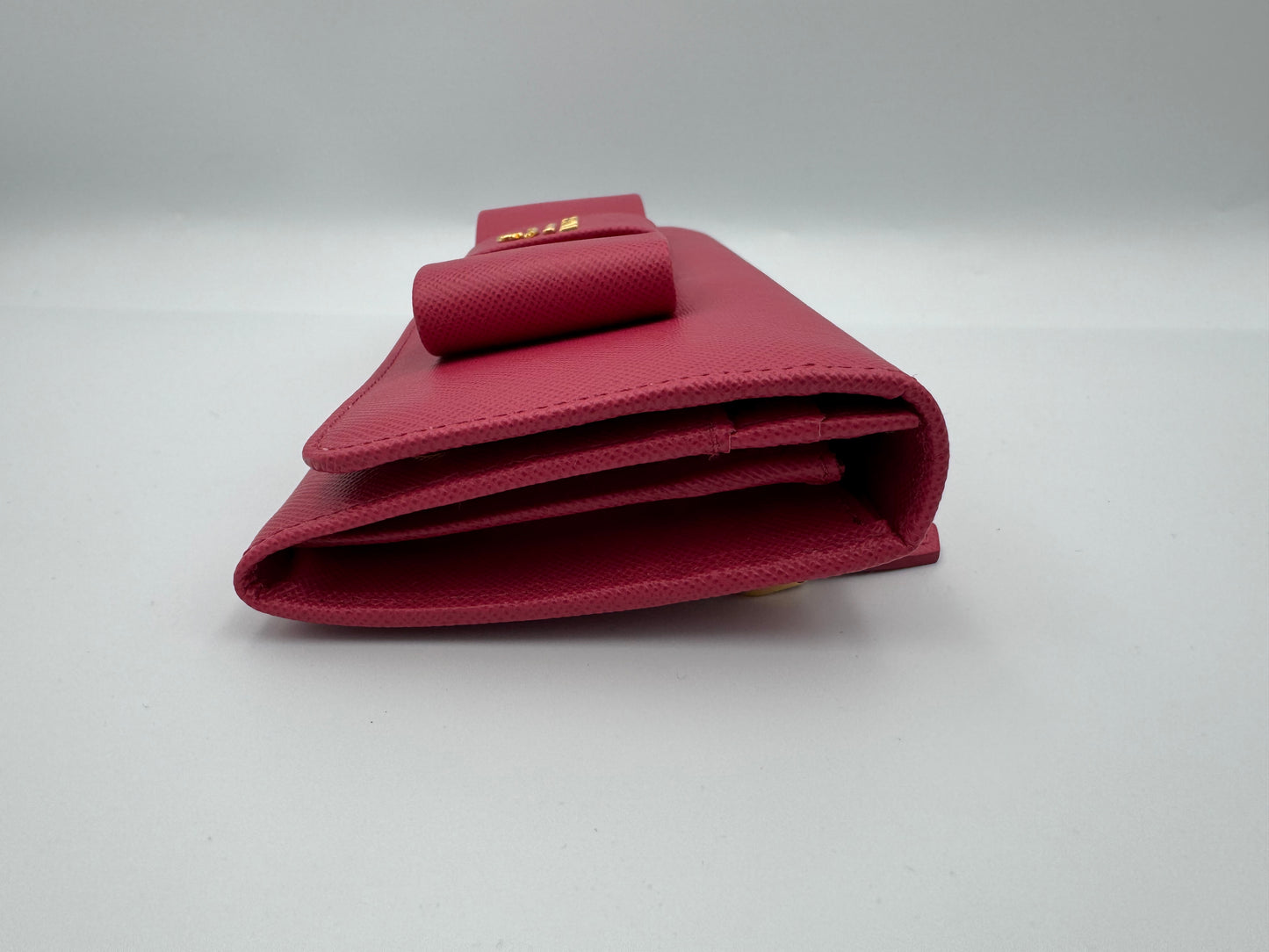 Prada Pink Saffiano Bow Wallet