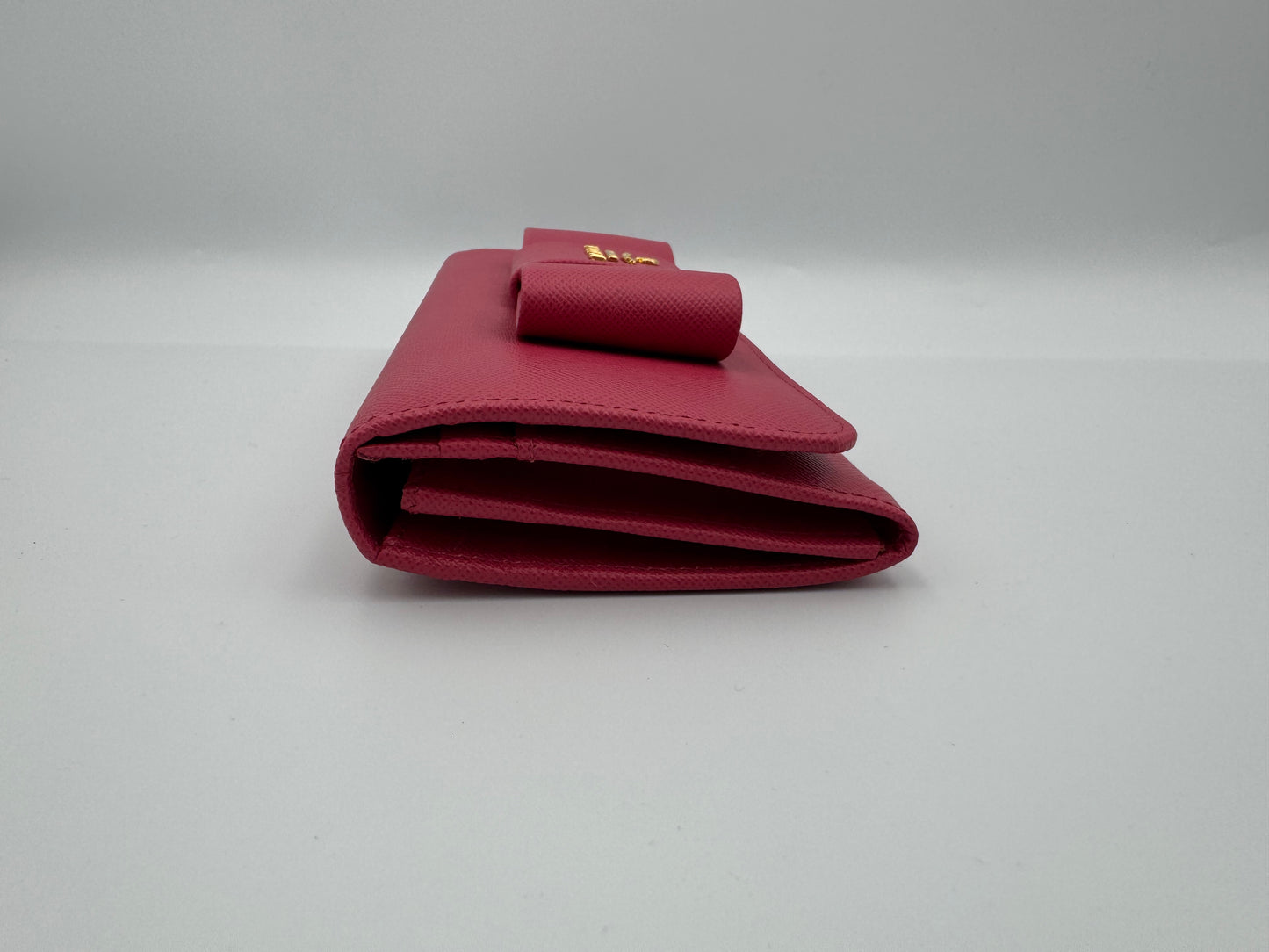 Prada Pink Saffiano Bow Wallet
