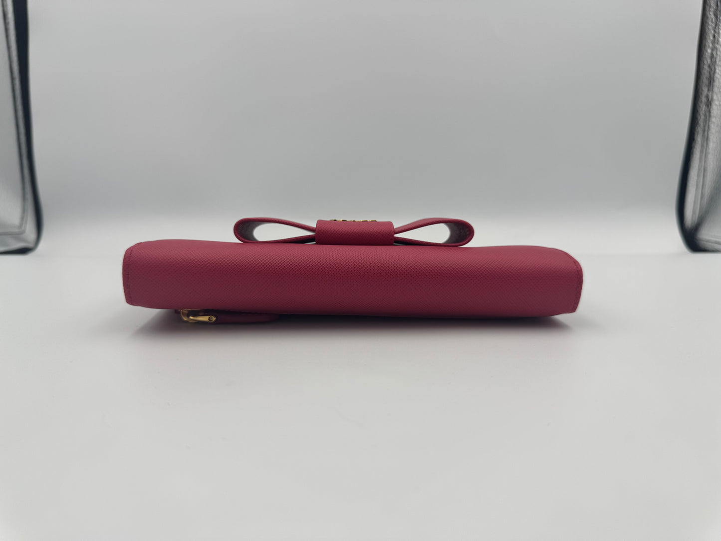Prada Pink Saffiano Bow Wallet