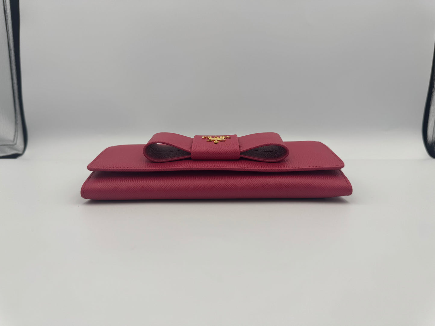Prada Pink Saffiano Bow Wallet