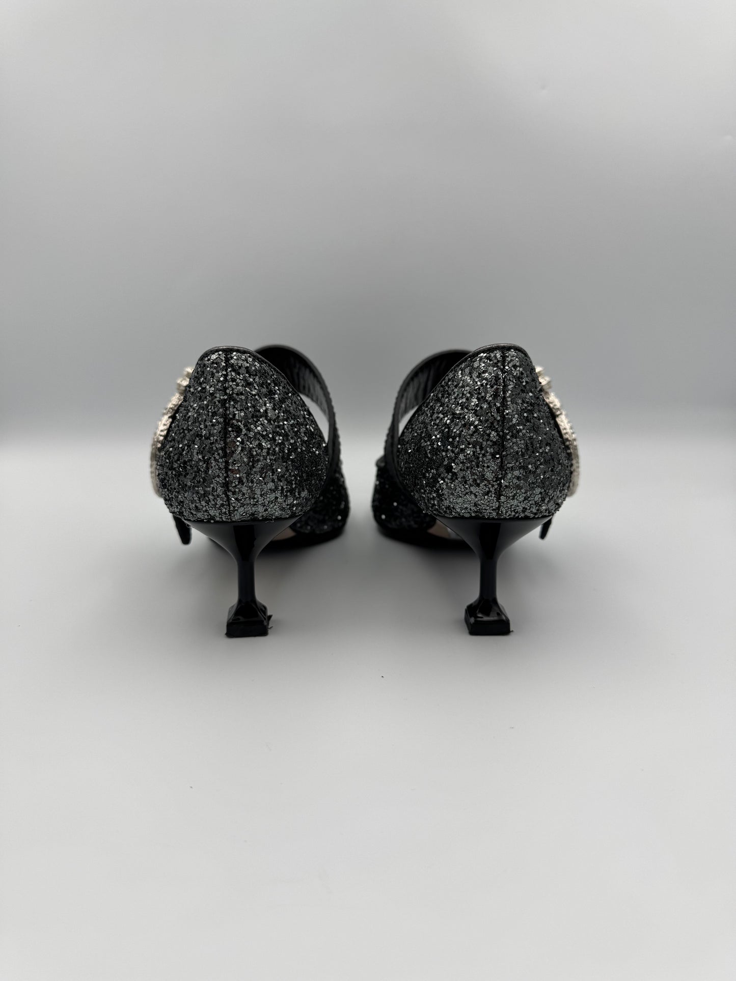MIU MIU Glitter Pearl Buckle Detail Heels Size 36.5