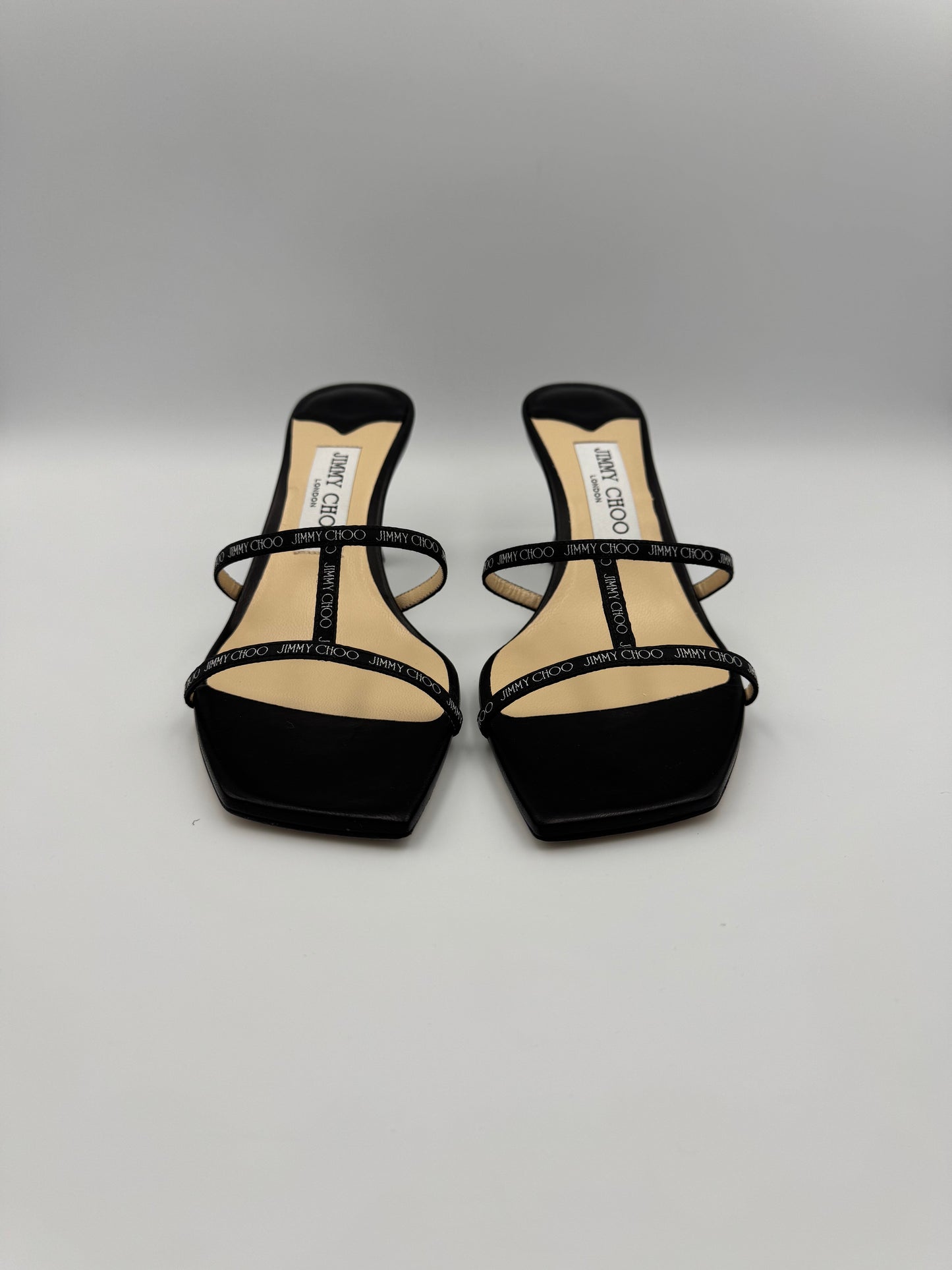 JIMMY CHOO Napa Leather Mules Size 38.5
