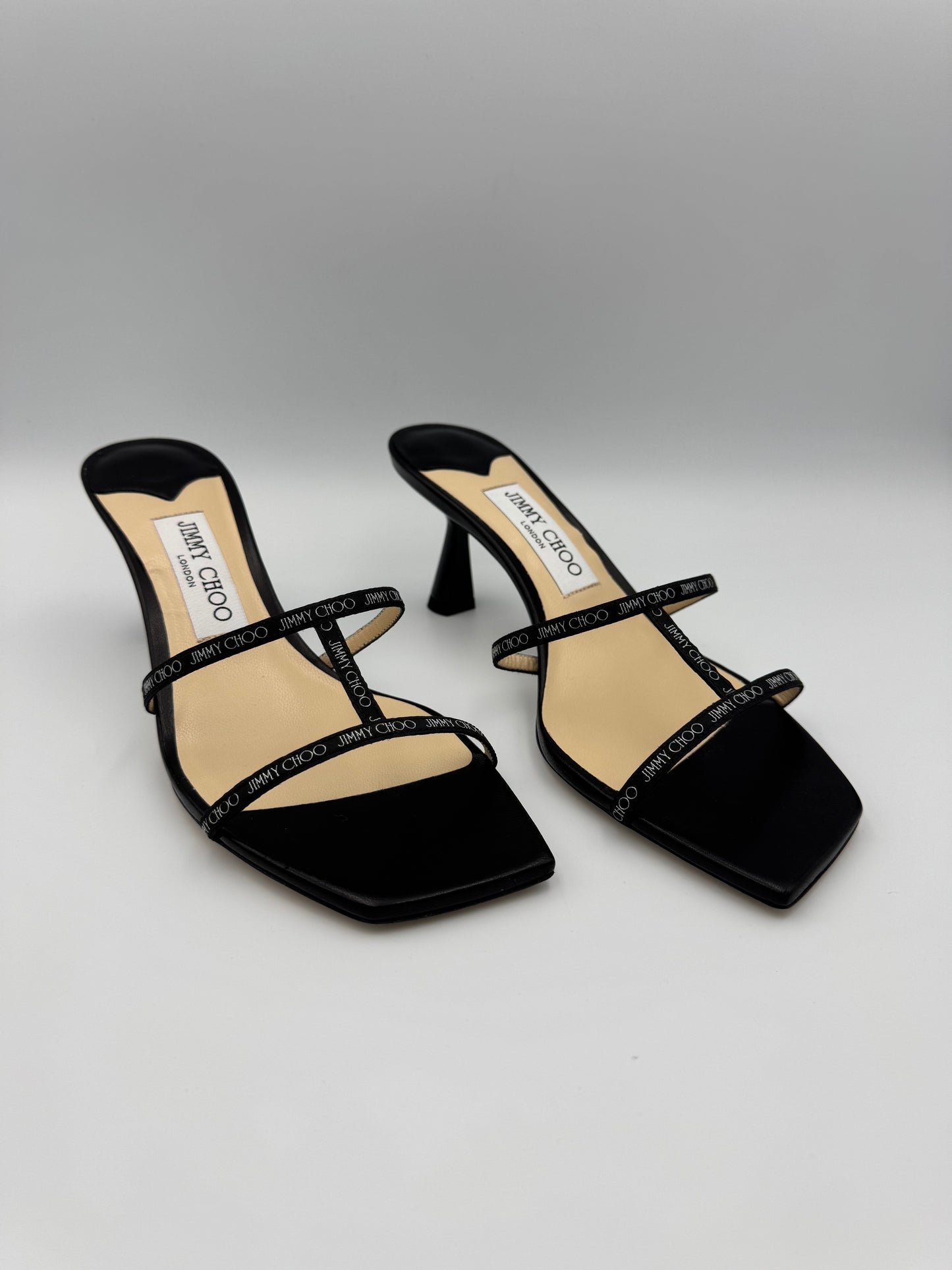 JIMMY CHOO Napa Leather Mules Size 38.5