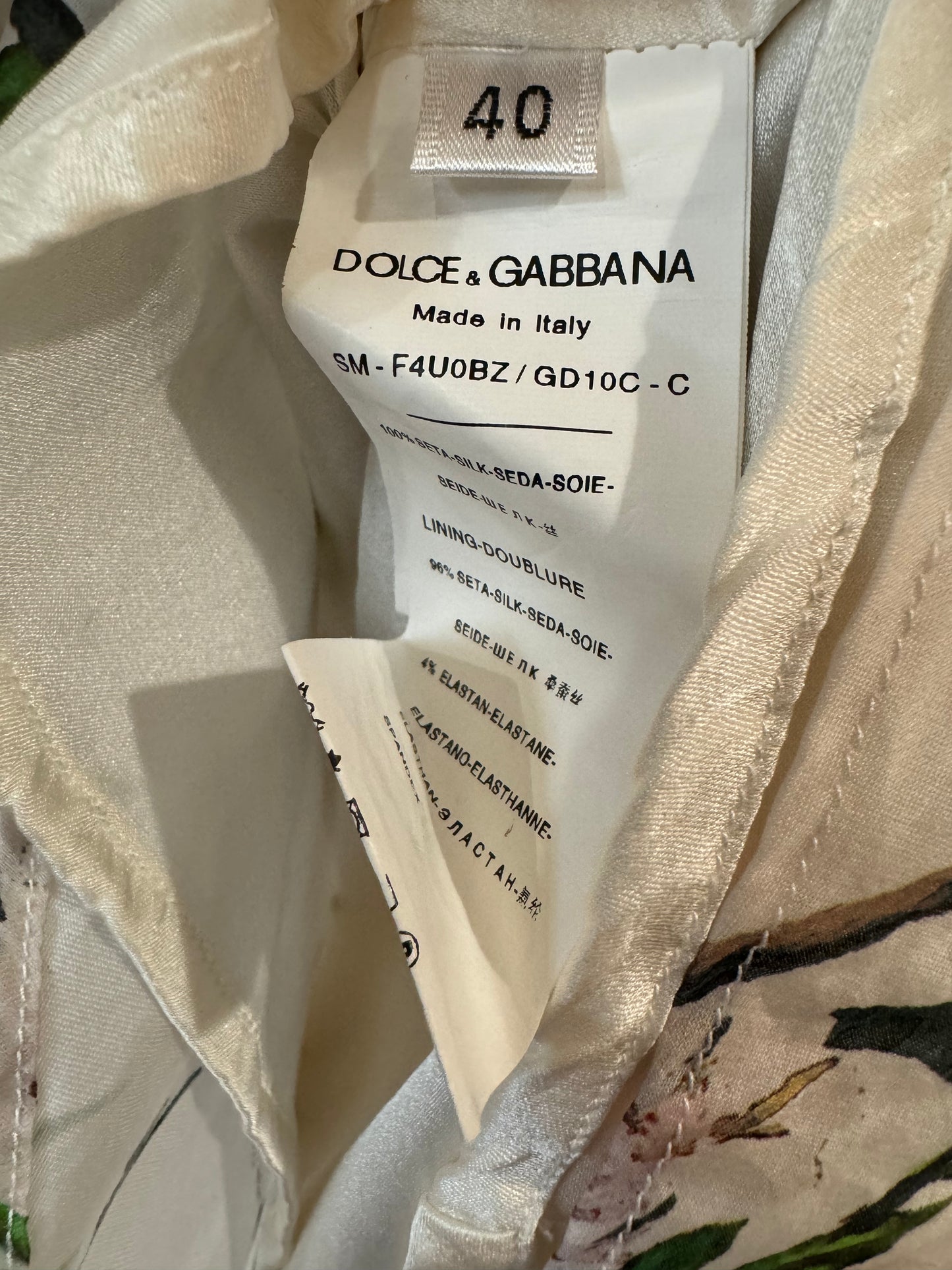 DOLCE & GABBANA 2014 Cherry Blossom Silk Dress Size 40