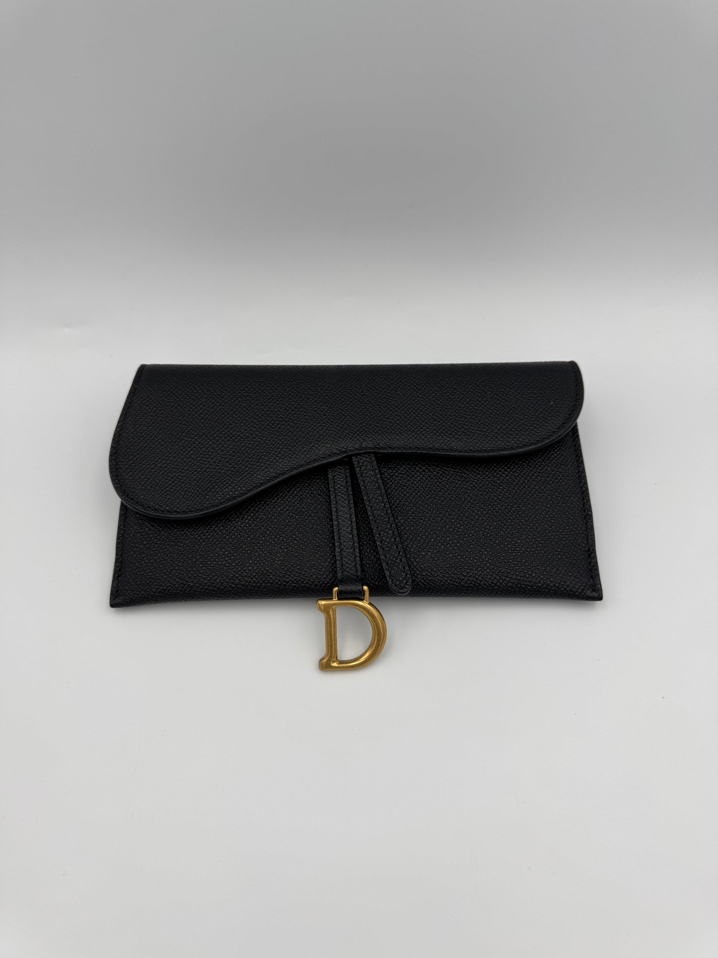 DIOR LONG SADDLE BLACK WALLET ON CHAIN WOC Crossbody Bag