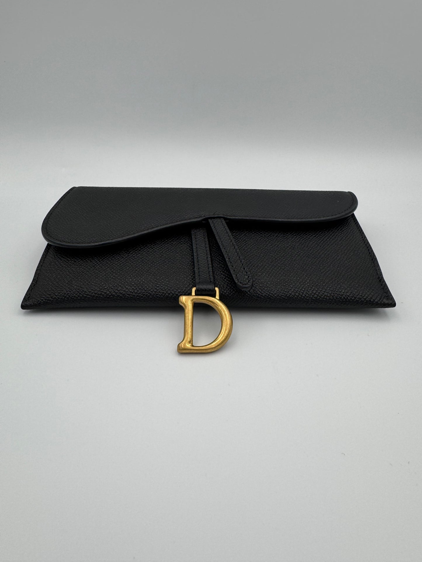 DIOR LONG SADDLE BLACK WALLET ON CHAIN WOC Crossbody Bag