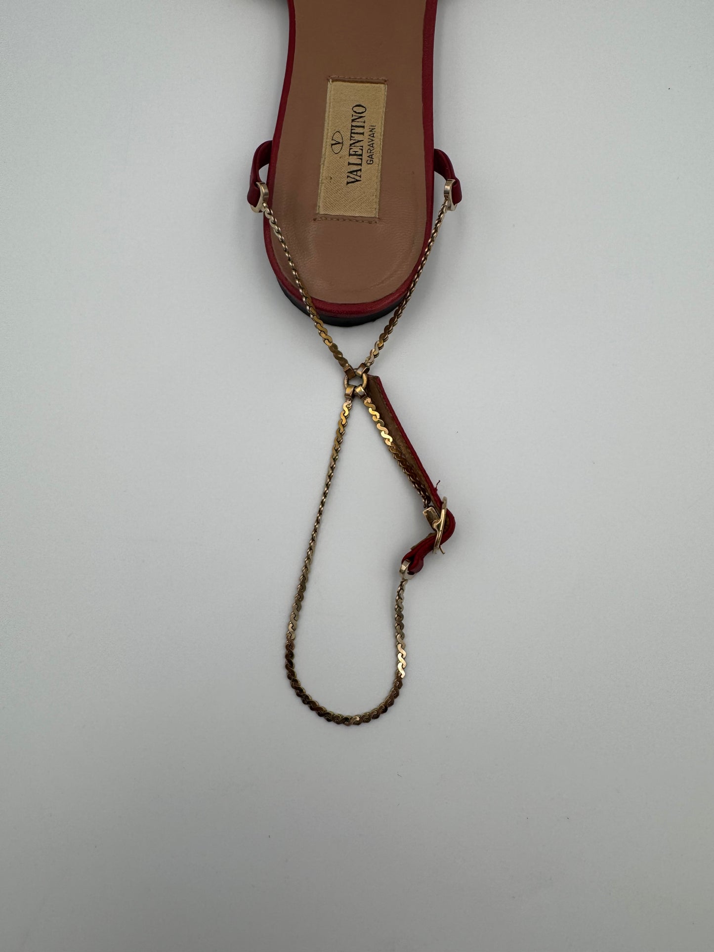 VALENTINO RED CHAINED FLATS Size 36.5